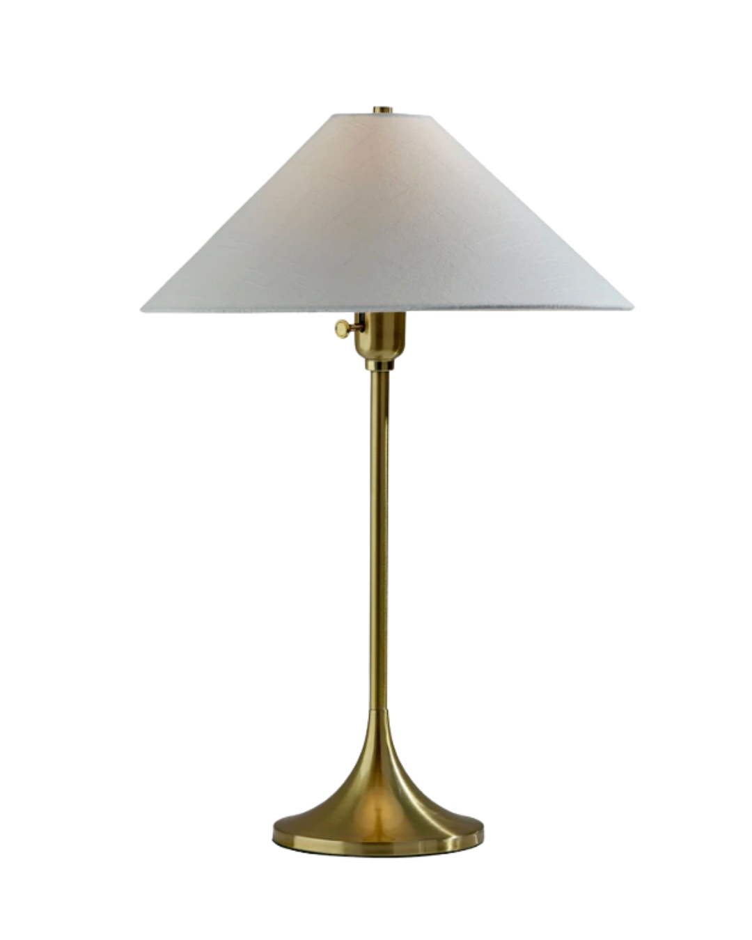 Luxury event lamp with modern brass finish and white shade.