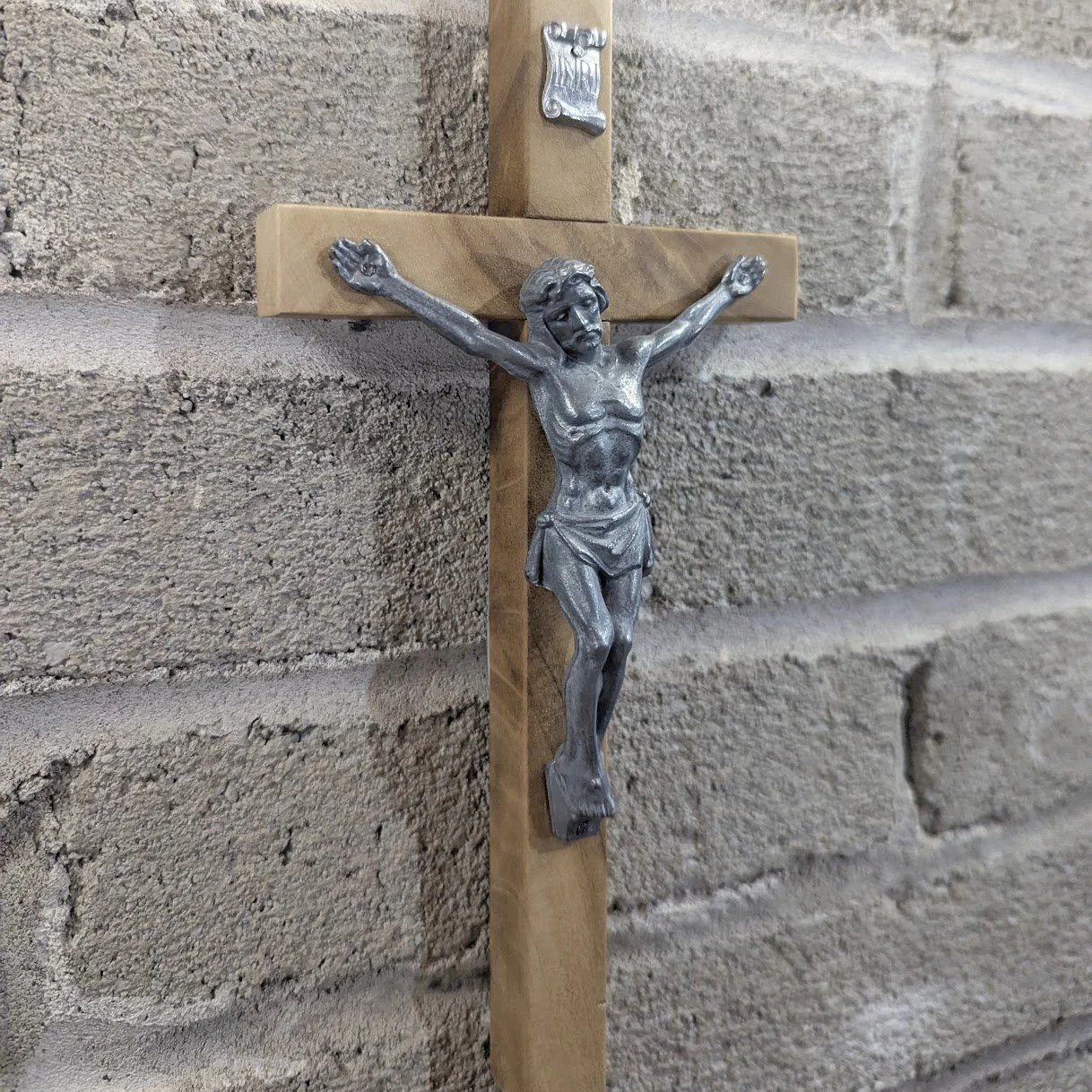 10 inch Rainbow Poplar/Zinc Crucifix