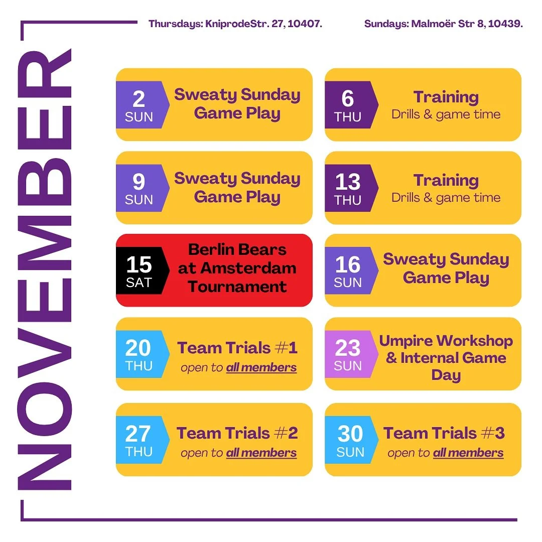 We blinked and it&rsquo;s almost the end of the year. November&rsquo;s coming in hot and we&rsquo;ve got plenty to look forward to 👇

❤️ BERLIN BEARS &rarr; AMSTERDAM! Our Berlin Bears are off to the much-anticipated @amsterdamnetball tournament and