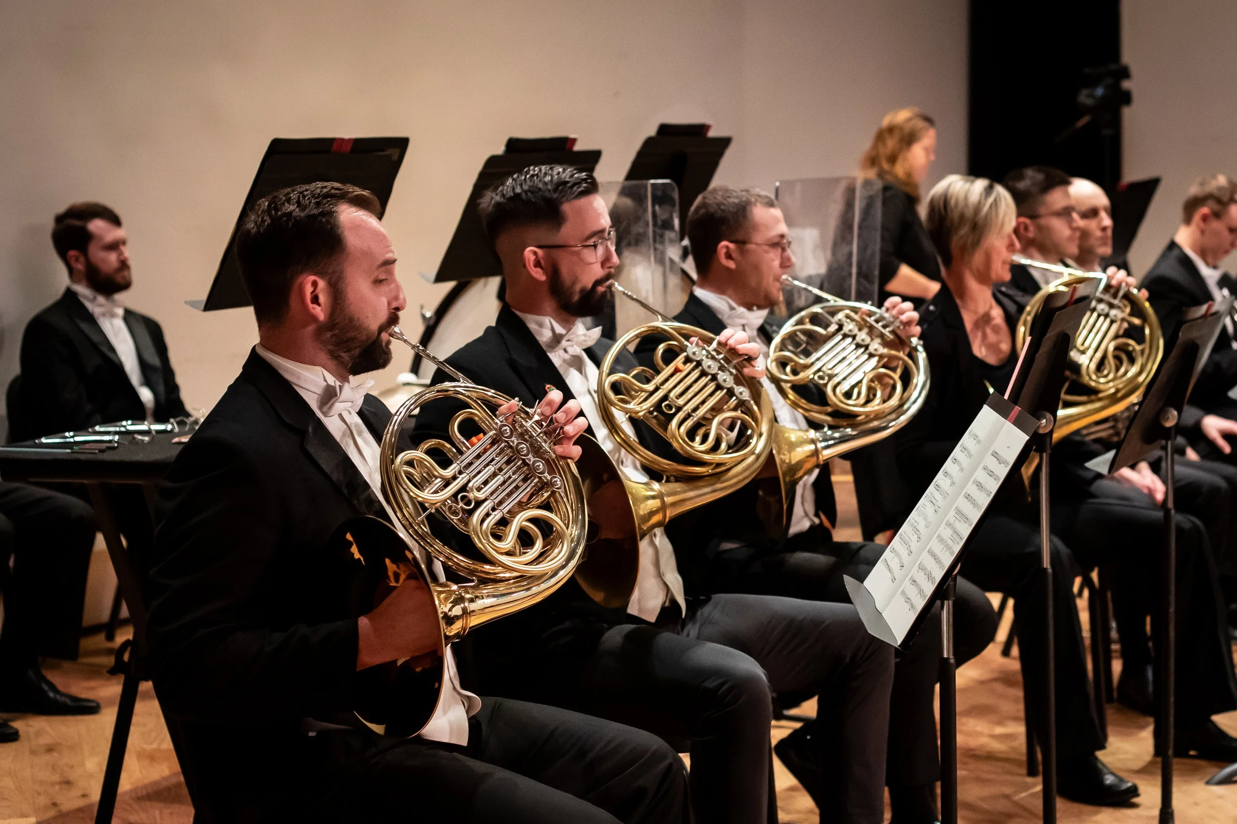 Photos of the horn section of the LPO.