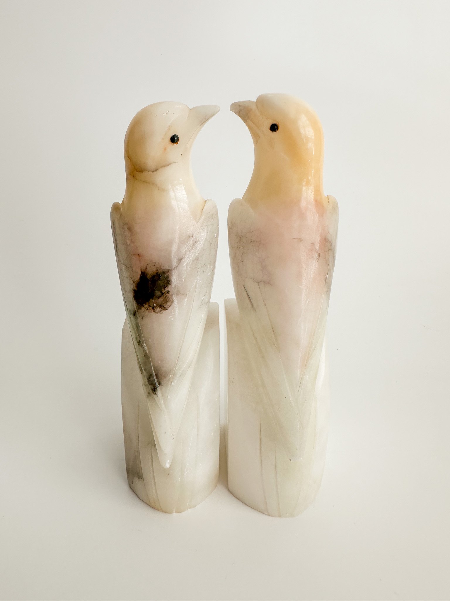 Italian Alabaster Parrot Bookends