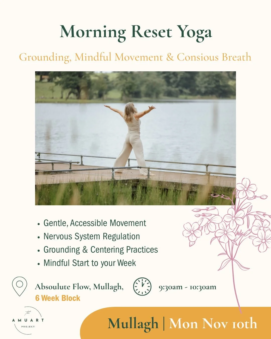 🌿 NEW CLASSES This Season 🌿

MORNING &amp; EVENING CLASS - Mullagh

Come home to your body and regulate your nervous system with two unique morning and evening yoga experiences designed to support grounding, balance, and connection.

✨ Morning Rese