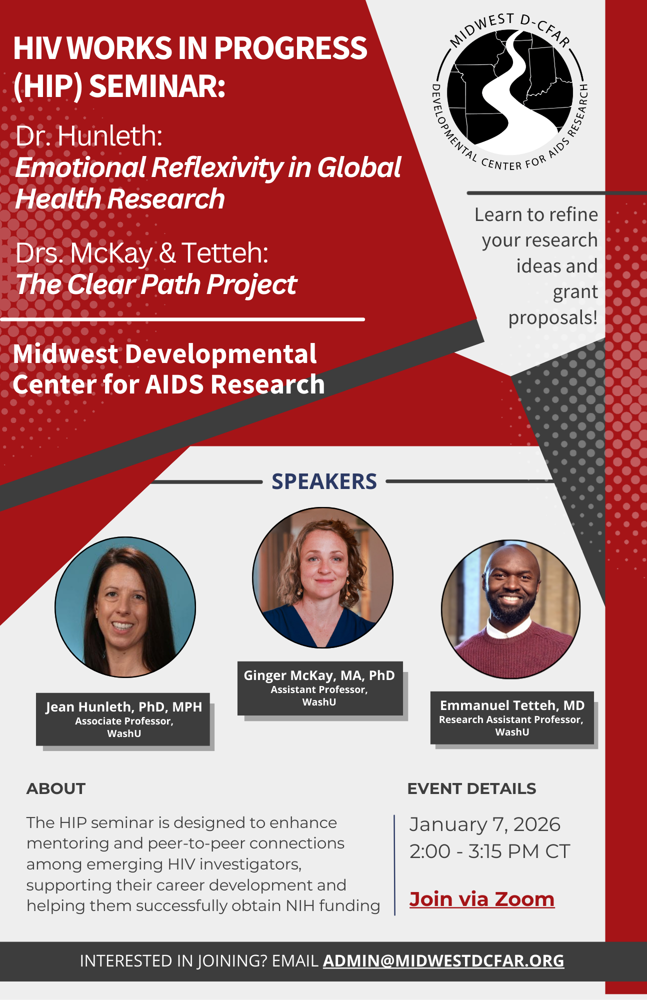 HIV Works in Progress (HIP) Seminar: Jean Hunleth, Ginger McKay, and Emmanuel Tetteh