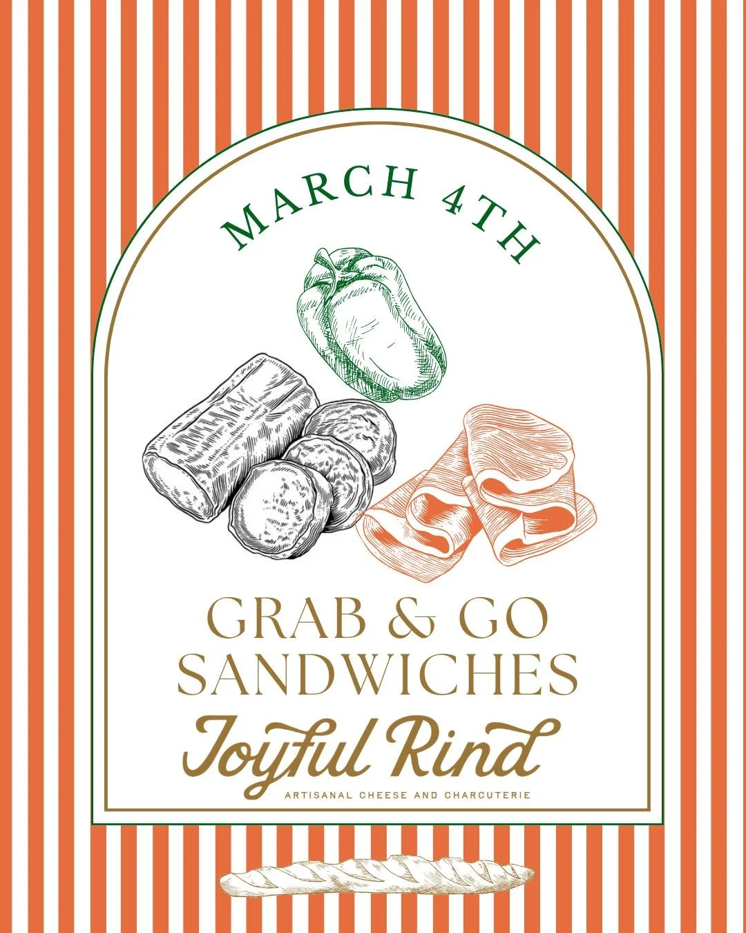 Next week, we're adding sandwiches to the options available for you to enjoy out of our case! 

Get a sneak  preview tomorrow during Sample Saturday or just swing through to check out the full menu (vegan option and a salad, too), grab some cheese, a