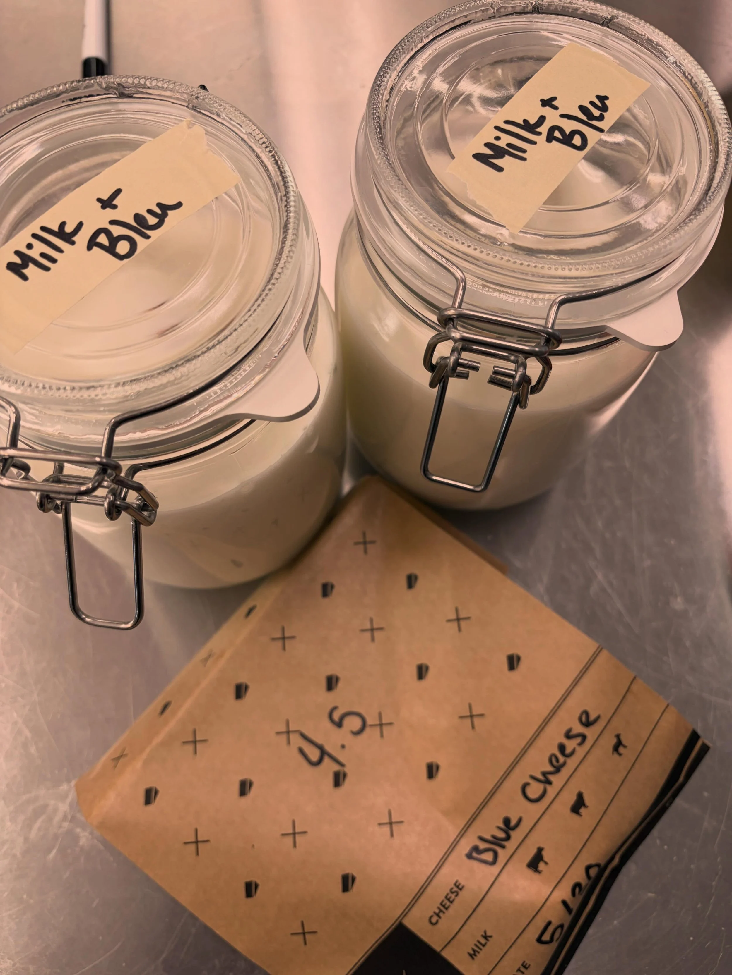 🚨Bleu cheese alert! We have just 4.5 oz left of our first half wheel of the season. The rest of what we have on hand is taking a little milk bath before it turns into a new ice cream flavor!