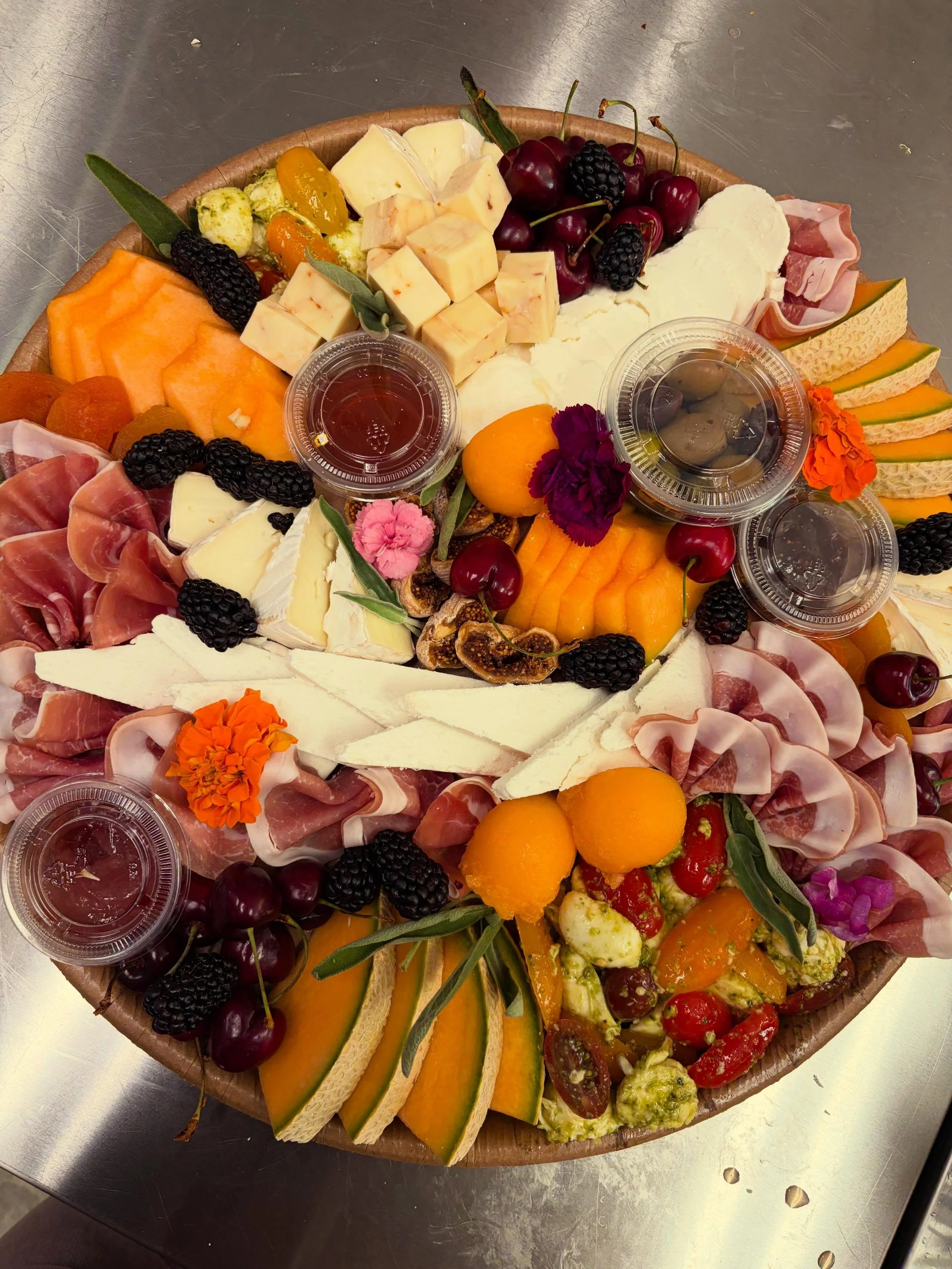 We had a bit more prosciutto than we need to have, so we made a board dedicated to it and some of the early season goodness coming our way. To pair with the prosciutto we added ricotta salata, cherry cheddar, triple cr&egrave;me brie, honey goat, and