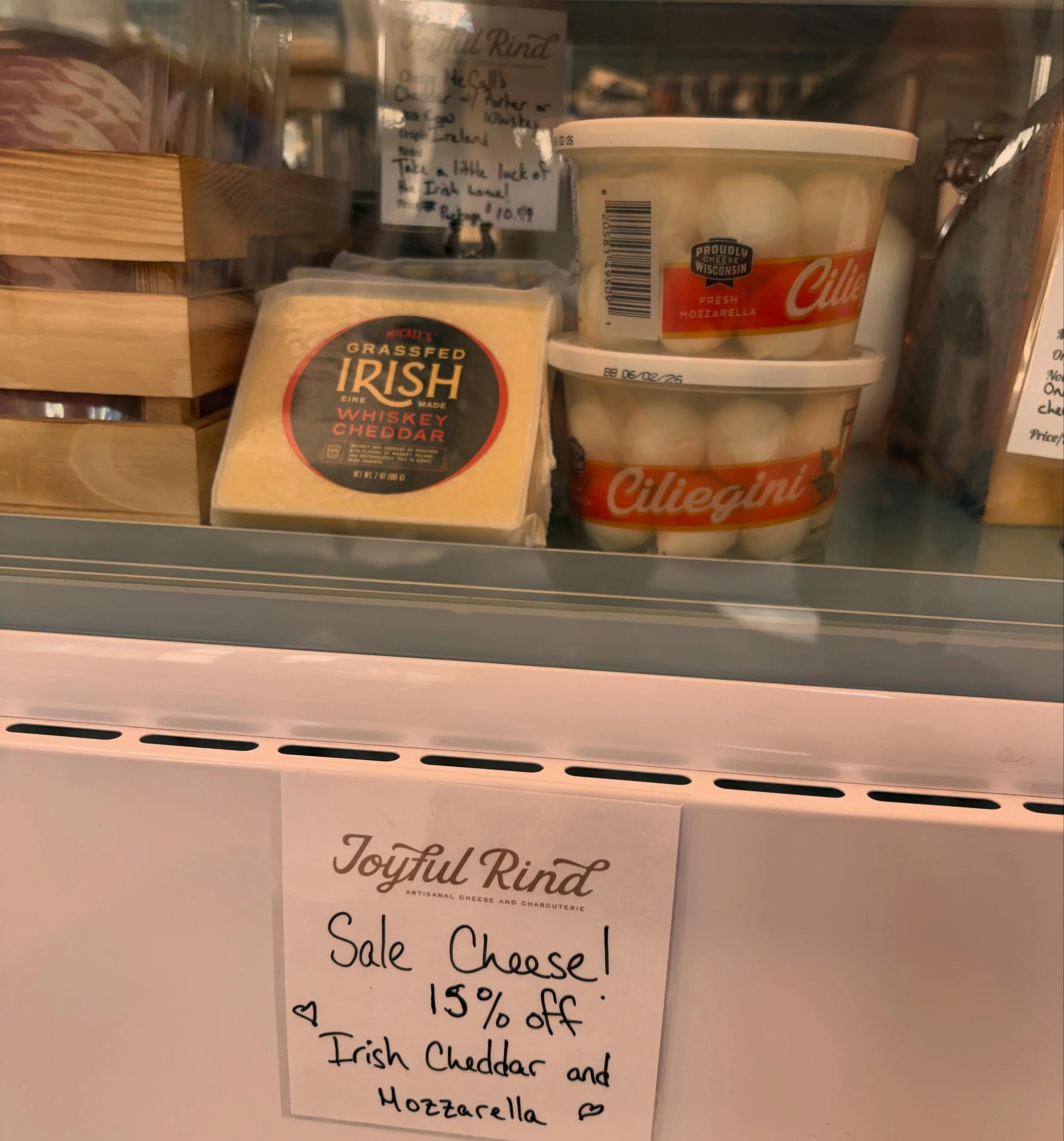 Sale cheese! Come through and pick up our Irish cheddar and mozzarella for 15% off this weekend.