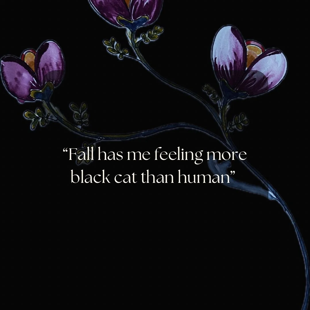 The season is calling to us to embrace our darkness our wild. To free ourselves from constraints of perfection, she beckons us to let our hair down and let it blow chaotically in the wind. She wants us to bundle up and go out at night and howl loudly