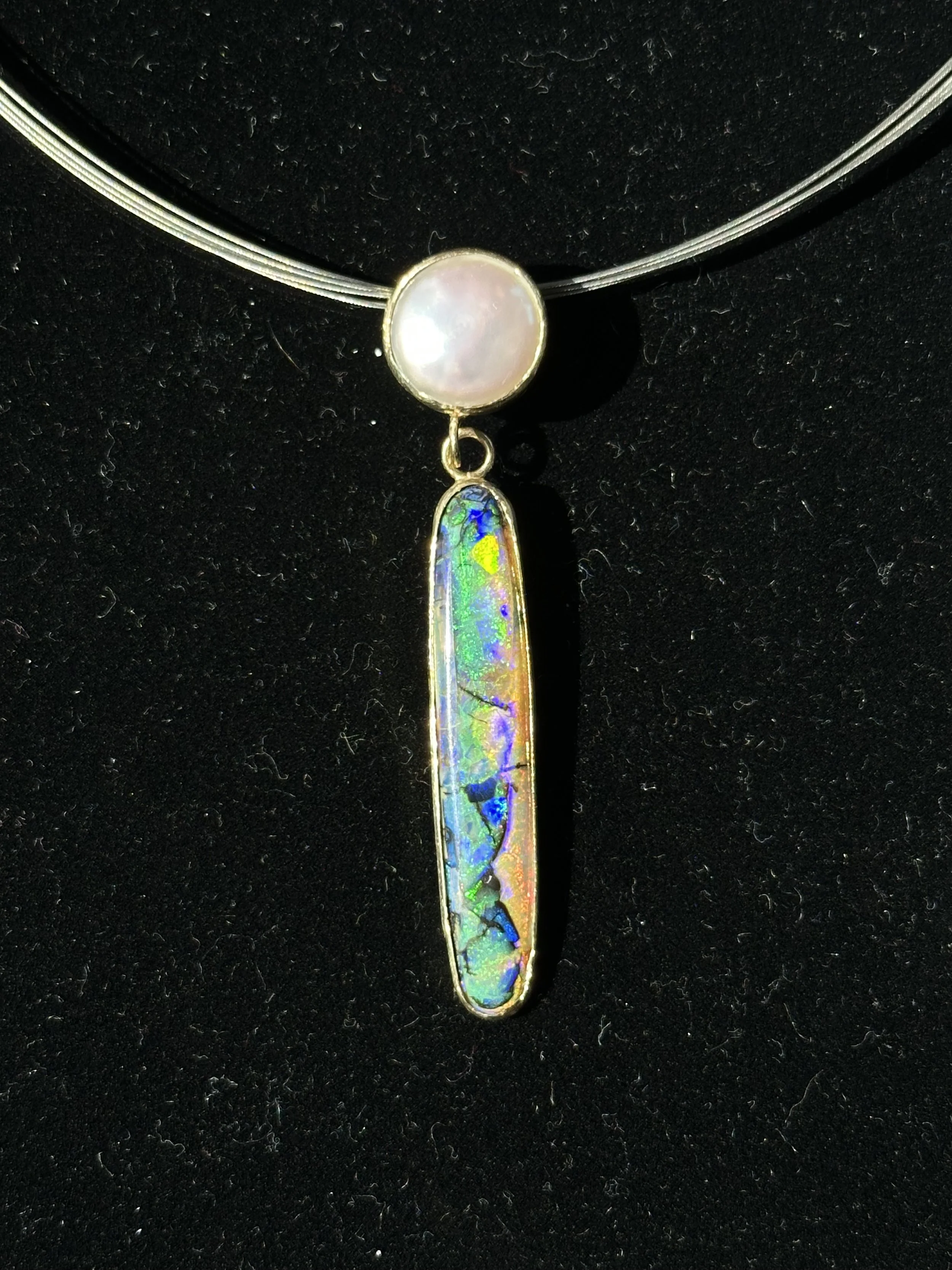 Monarch Opal and Pearl Pendant