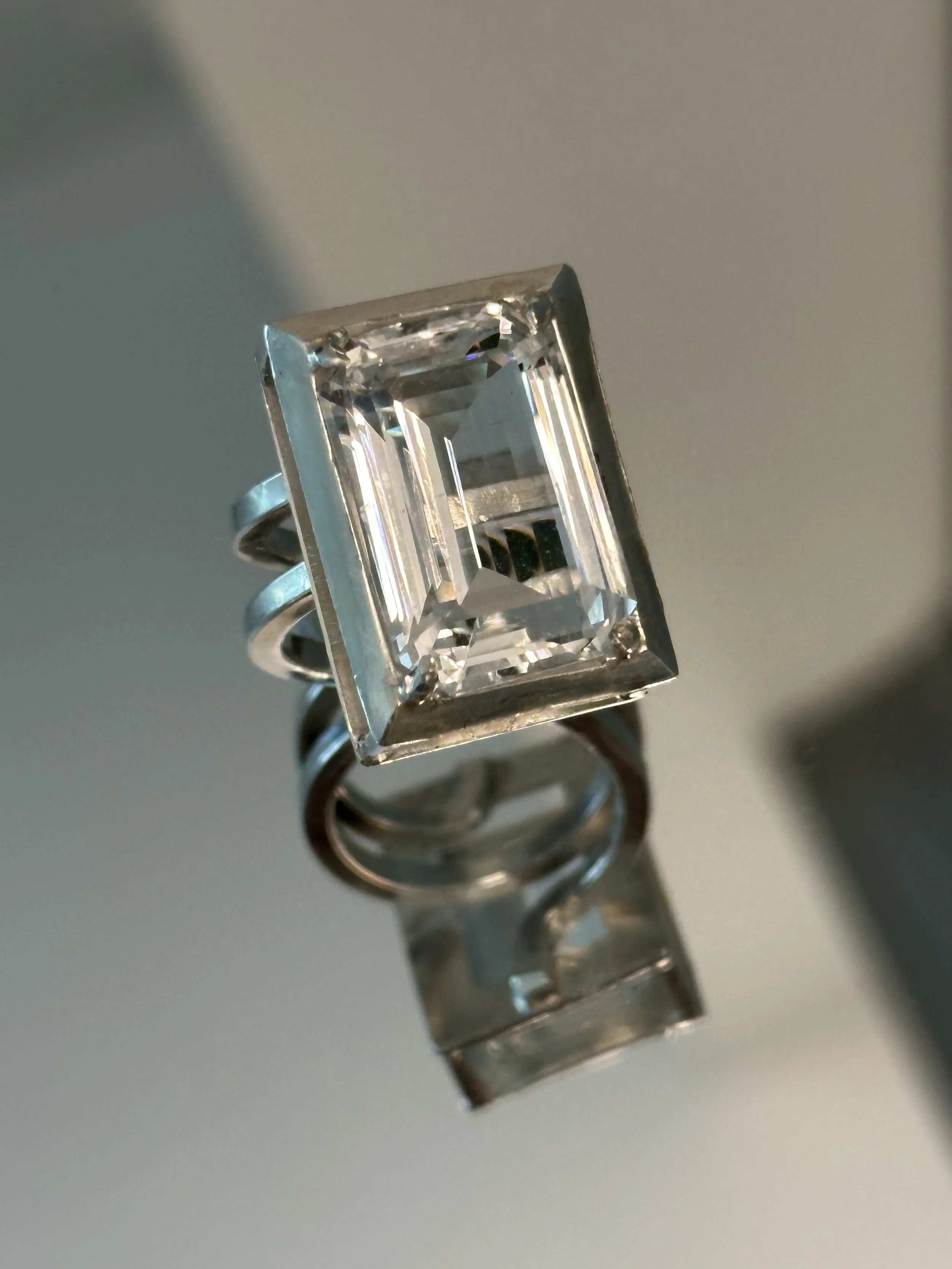 Emerald cut Quartz and Tzavorite Ring.jpeg