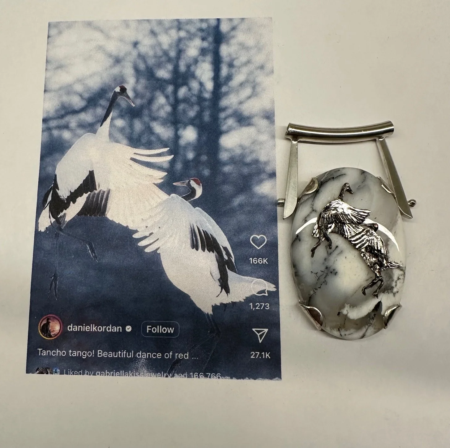 Cranes in Snow Tori Gate Pendant.jpeg