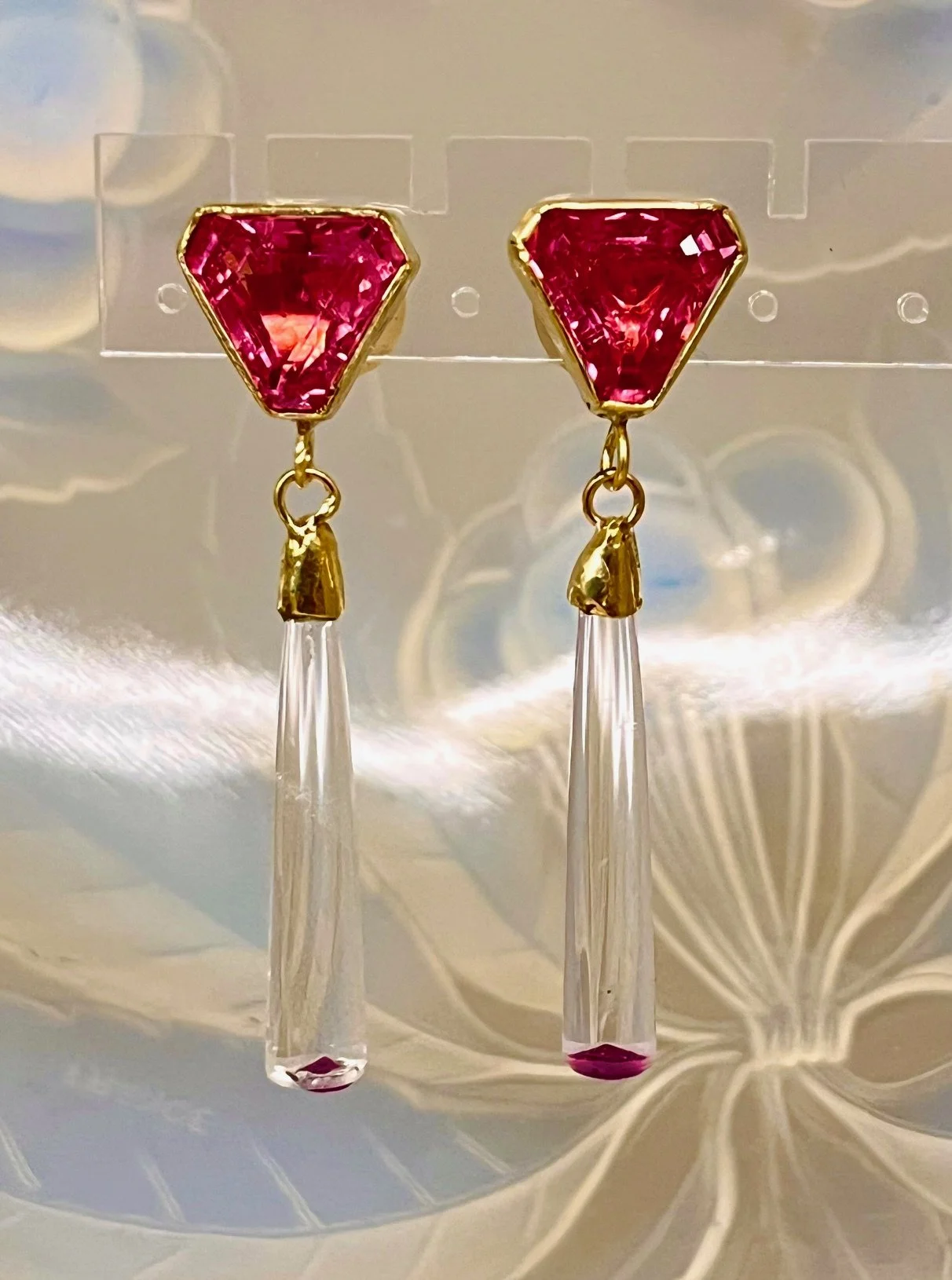 Rubellite Crystal and Garnet Earrings