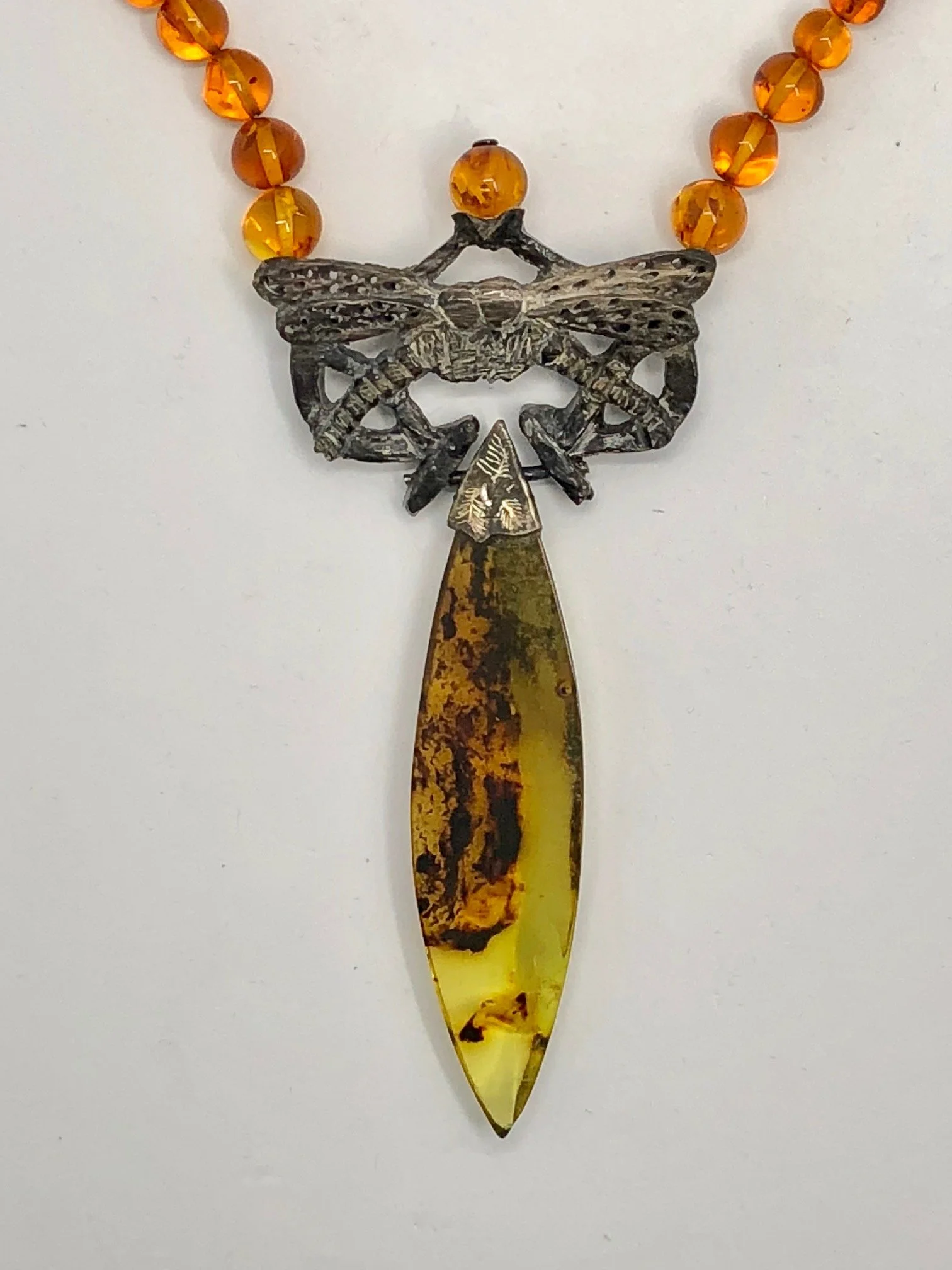 Dragonfly Amber Waterbuffalo necklace 3.jpg