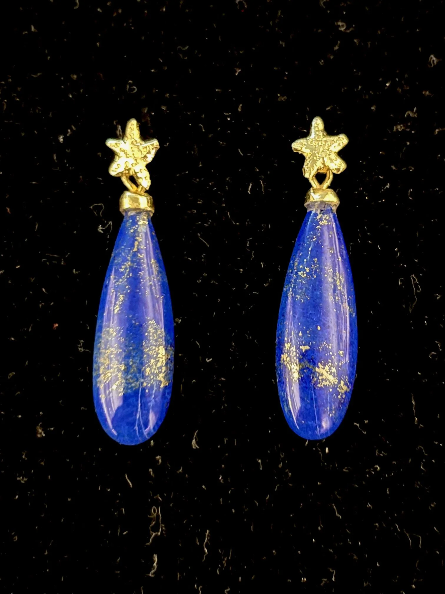 Lapis and Golden Starfish Earrings_2.jpeg