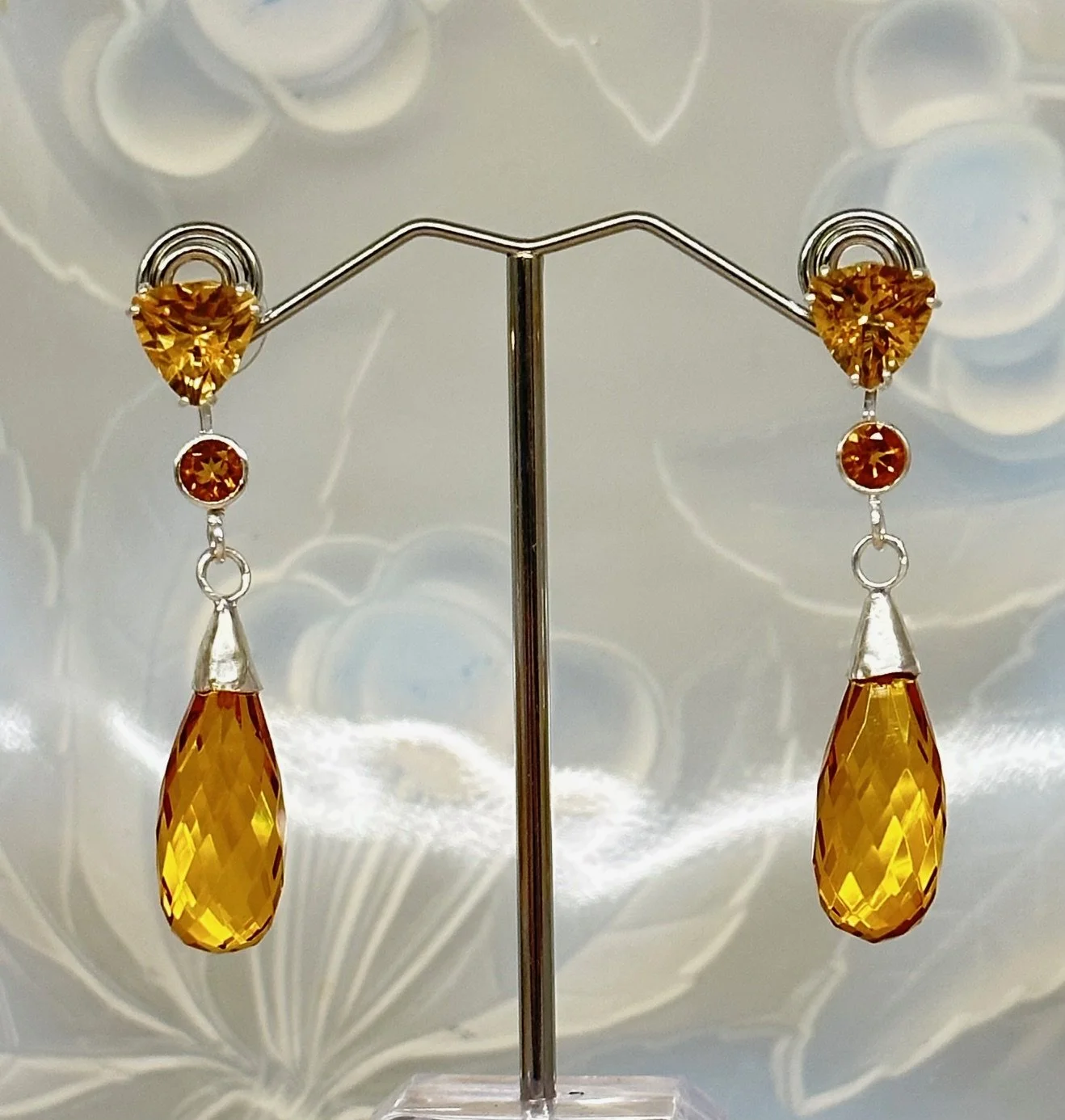Faceted Citrine and Amber Earrings