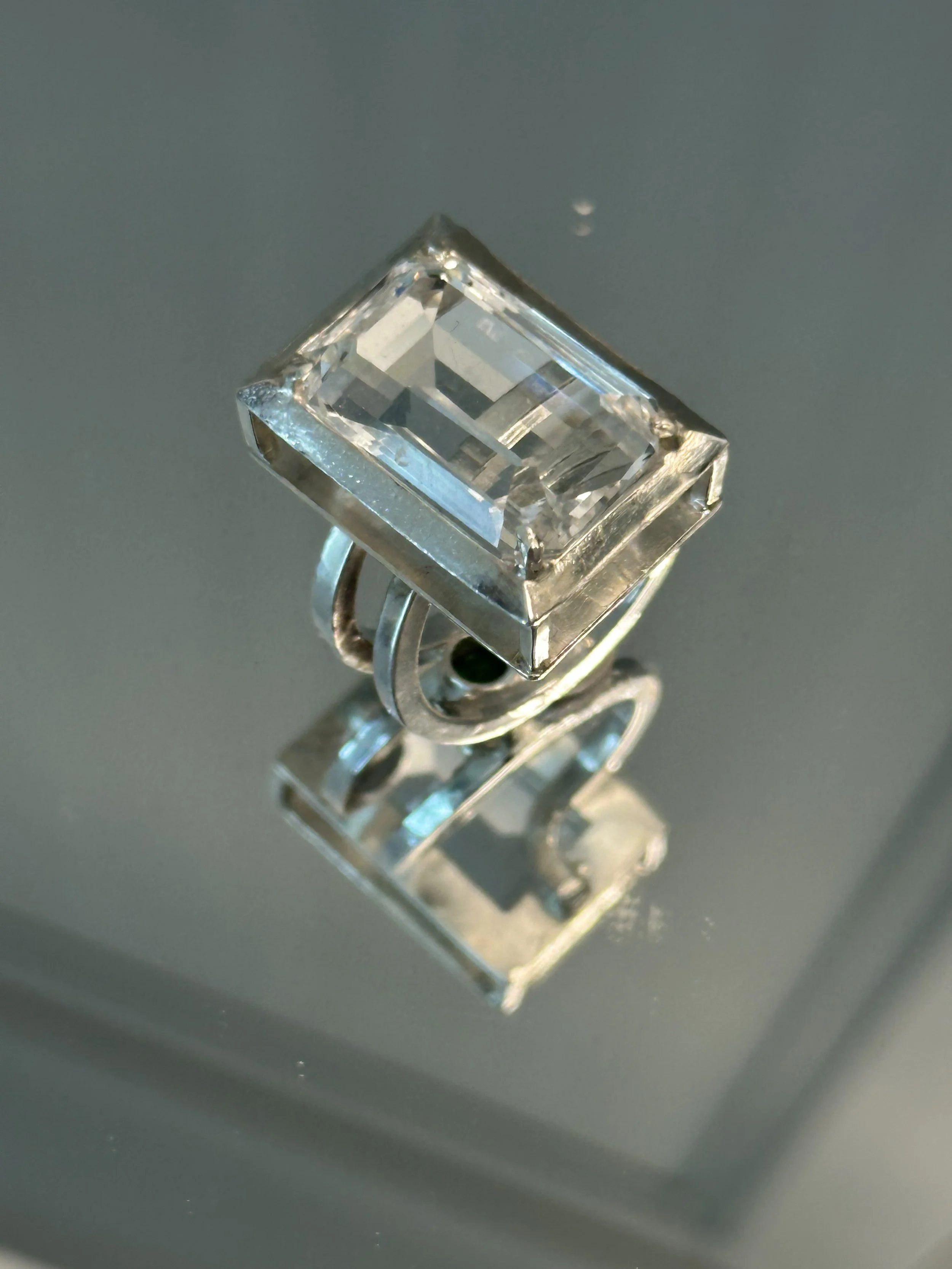 Emerald-Cut Quartz and Tsavorite Ring