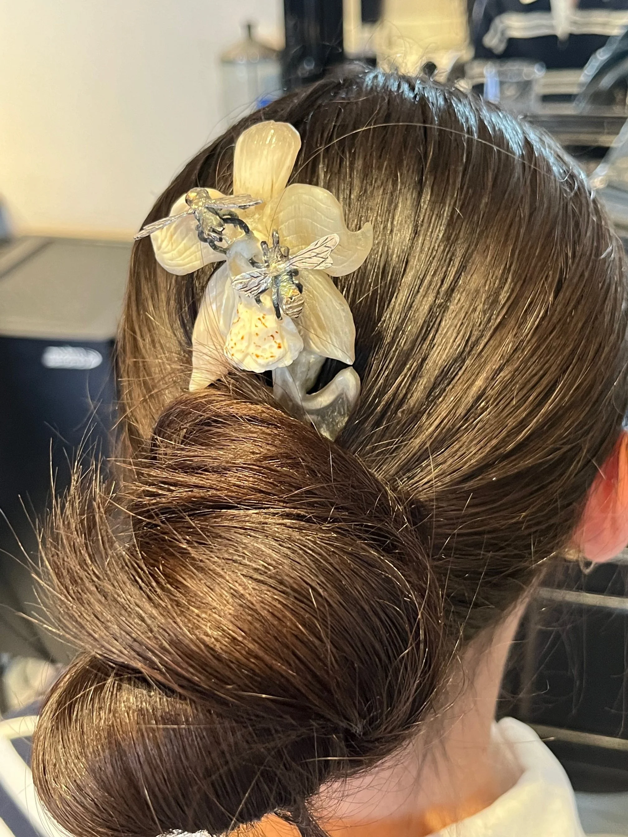 Sheephorn Orchid and Bee Hair Ornament.jpg
