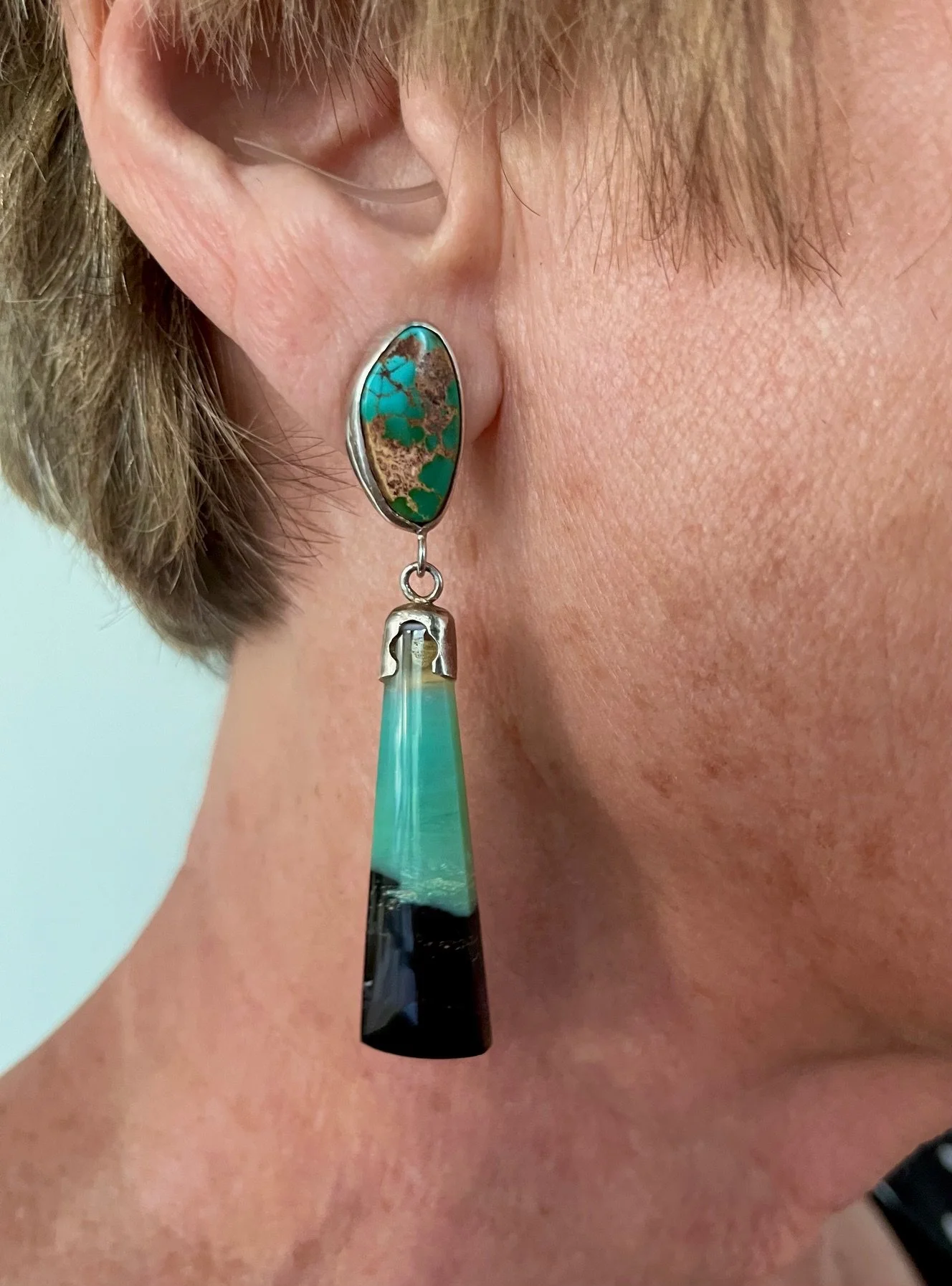 Royston Turquoise and Opalized Petrified Wood Earrings_2.jpeg