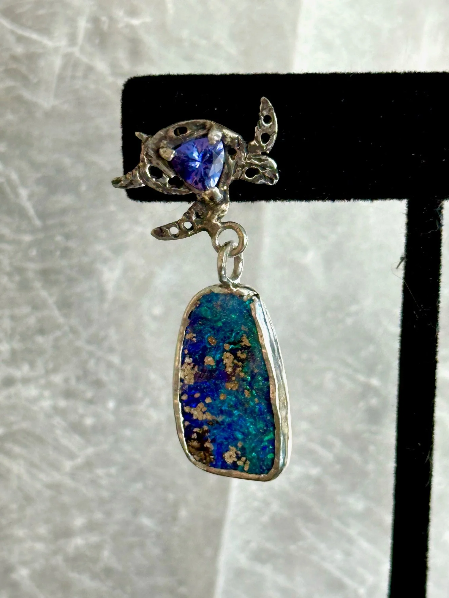Boulder Opal and Tanzanite Sea Turtle Earrings.jpeg