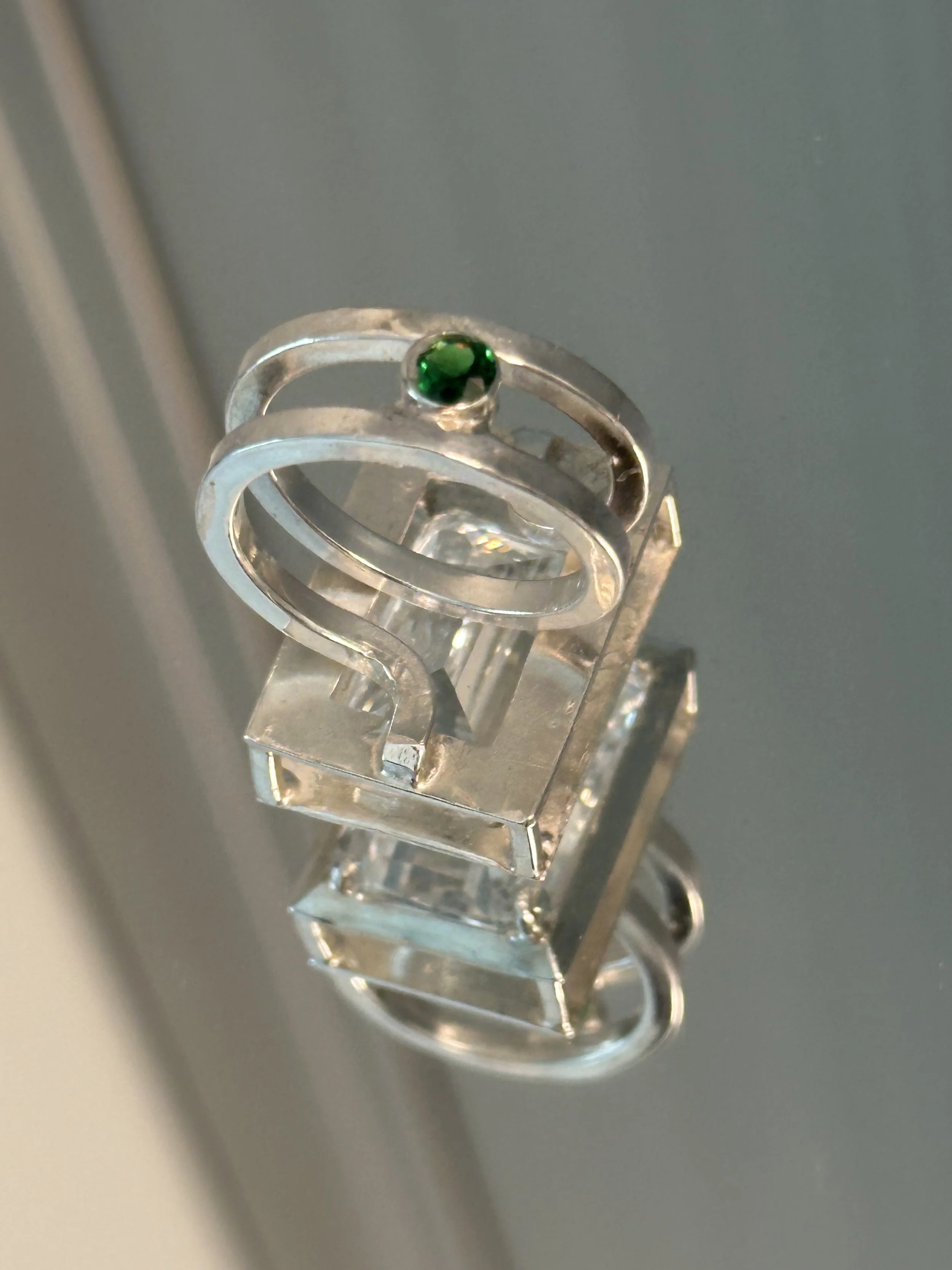 Emerald cut Quartz and Tzavorite Ring_5.jpeg