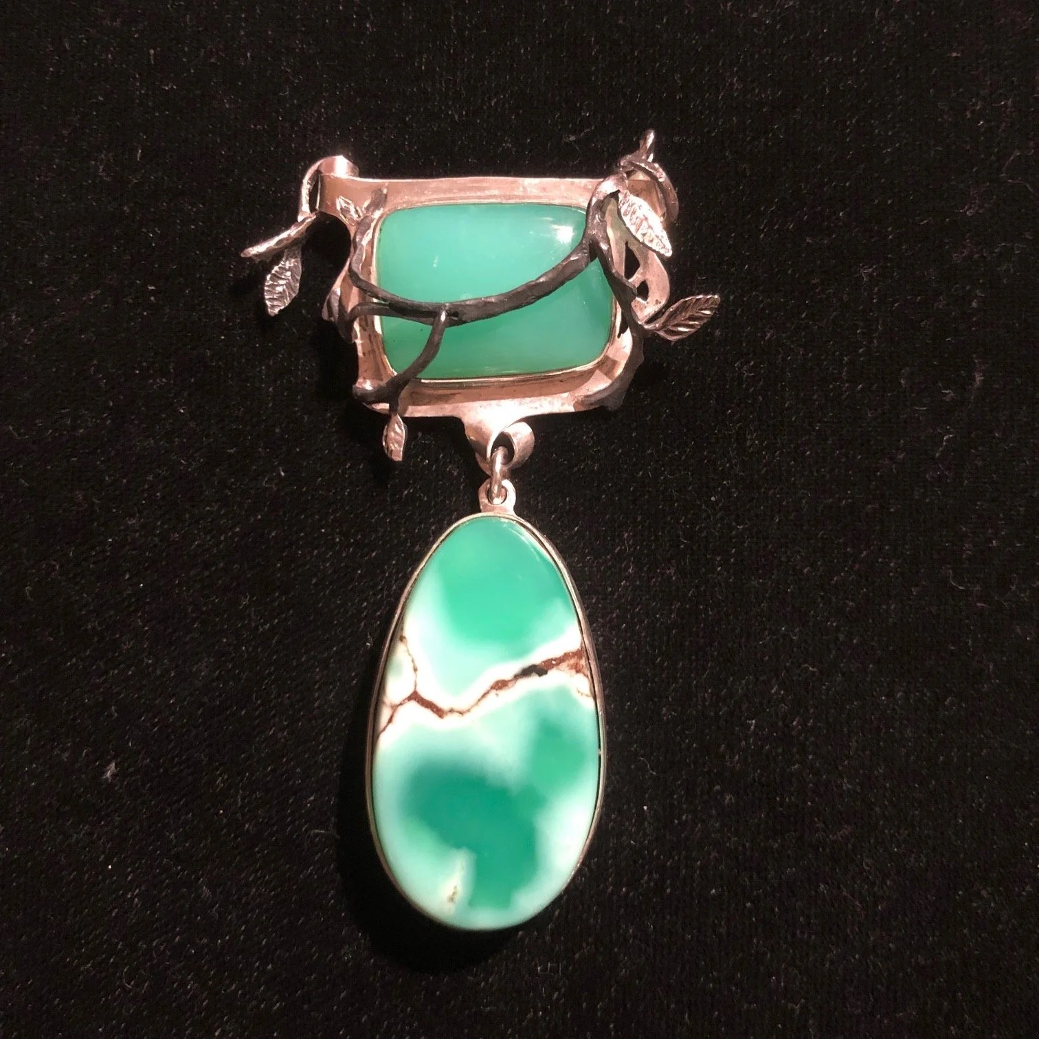 Chrysoprase and Variscite Vine Pendant