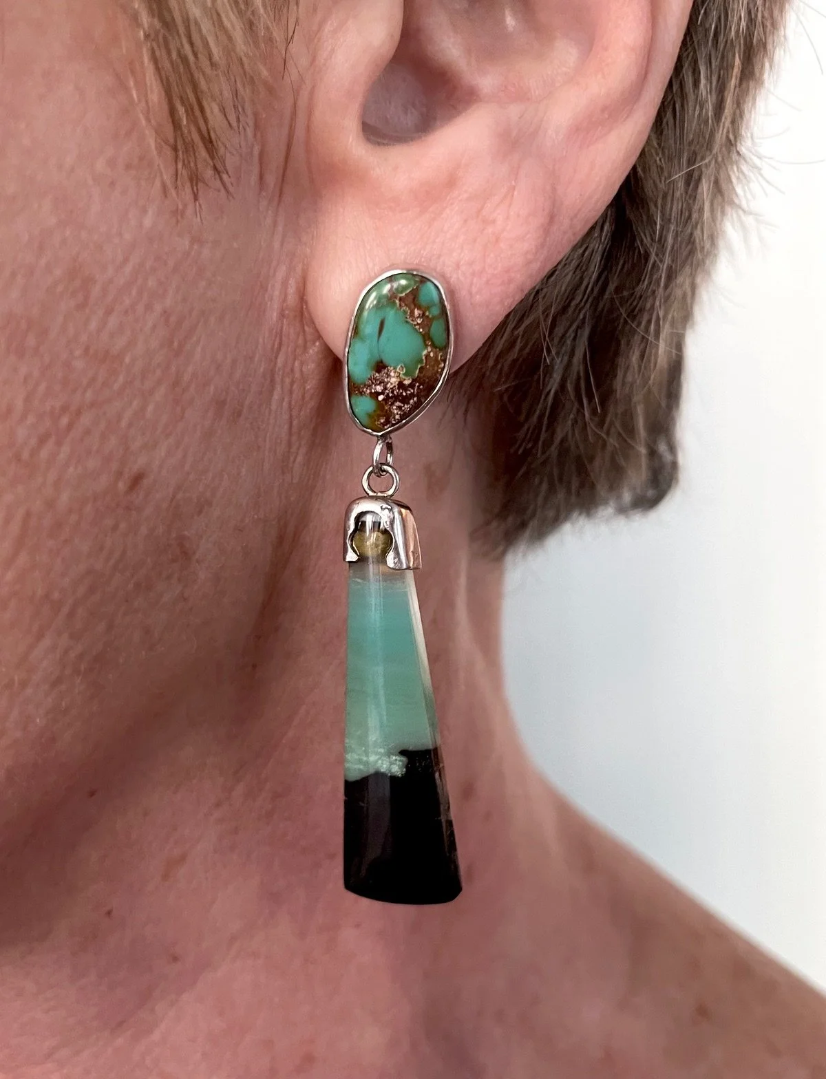 Royston Turquoise and Opalized Petrified Wood Earrings_1.jpeg