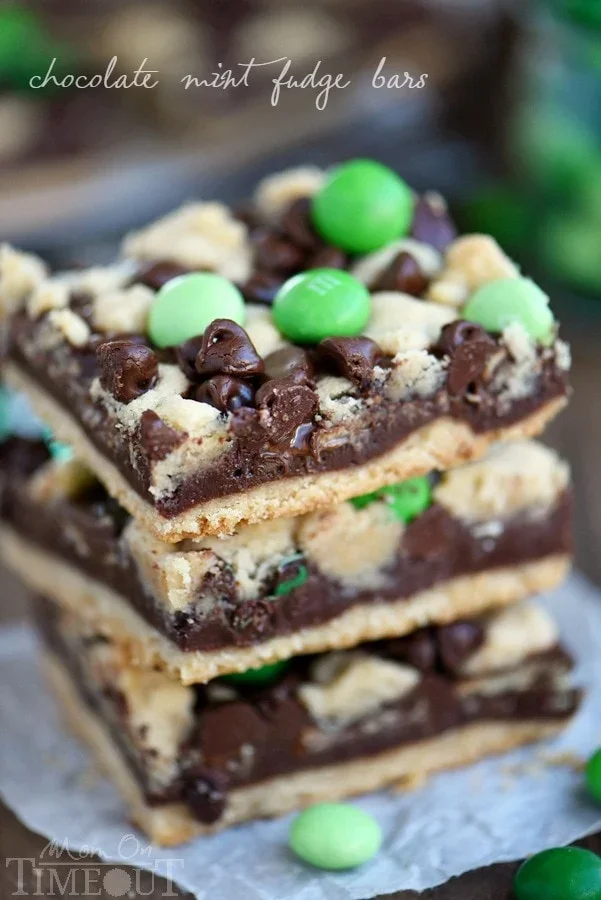 Chocolate Mint Fudge Crumb Bars