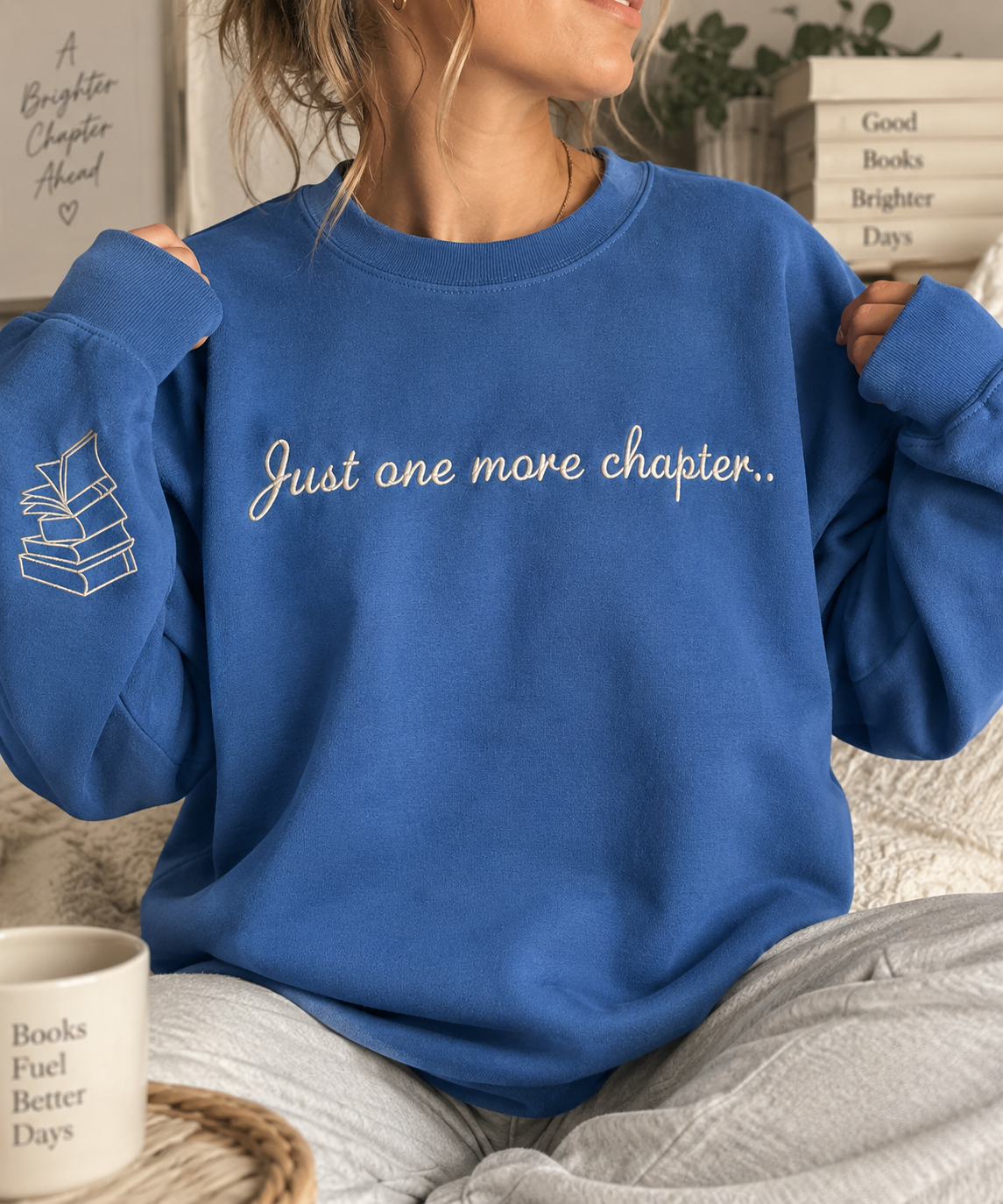 Just One More Chapter Embroidered Crewneck