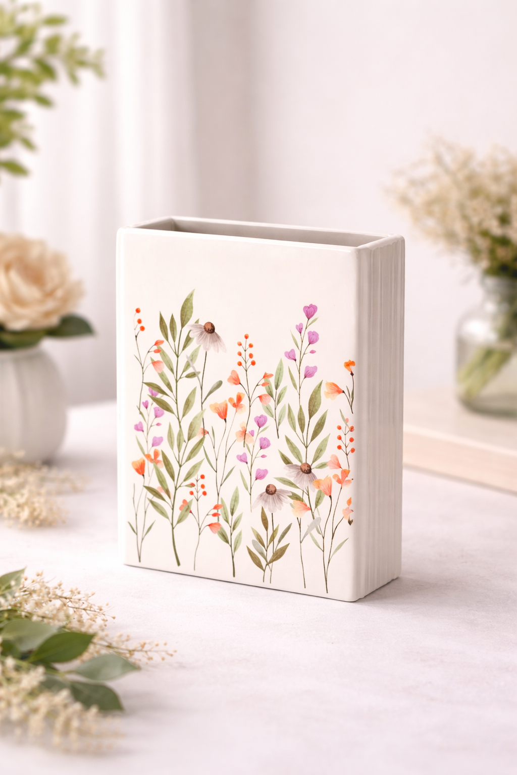 Wildflower Ceramic Book Vase