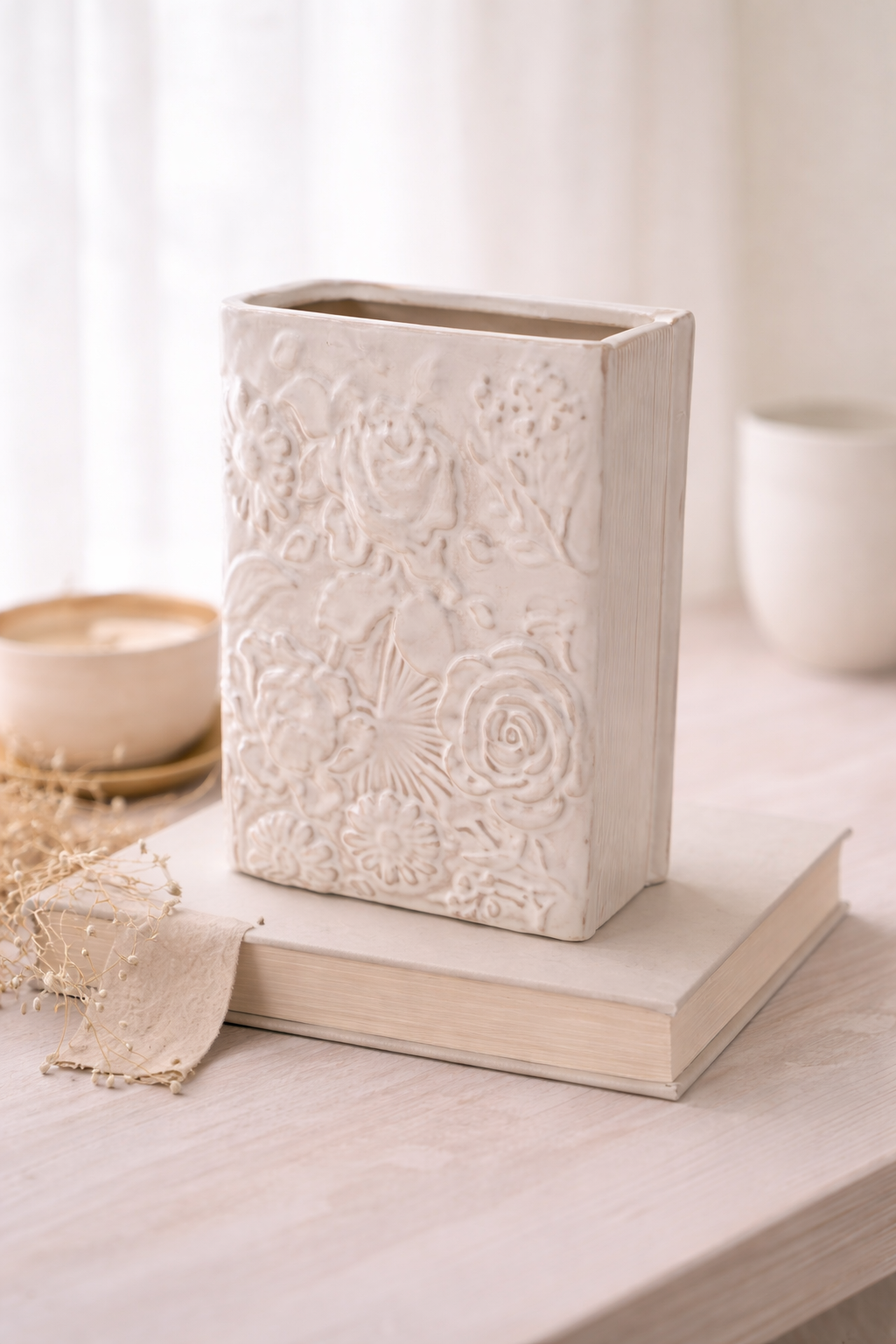 Floral Ceramic Book Vase