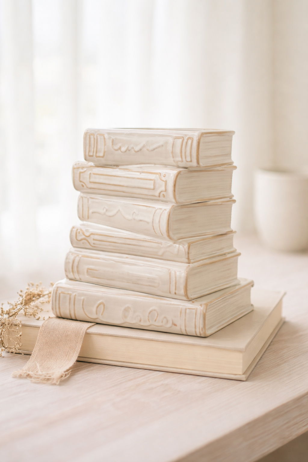 Stacked Stories Ceramic Book Vase