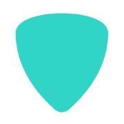 A turquoise shield-shaped icon with a black outline.