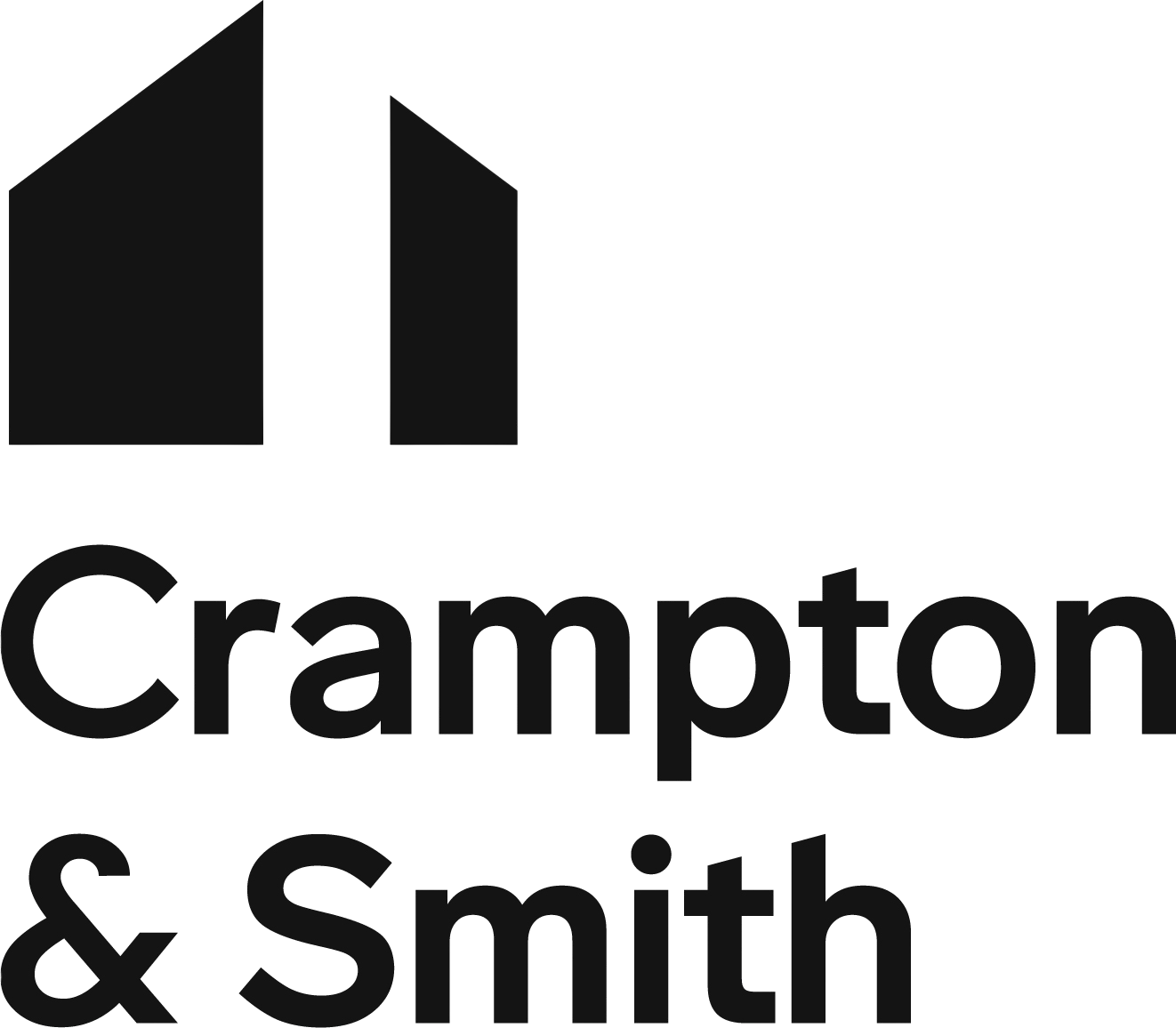 Black and white logo of Crampton & Smith, featuring a stylized building or bookshelf icon above the company name.