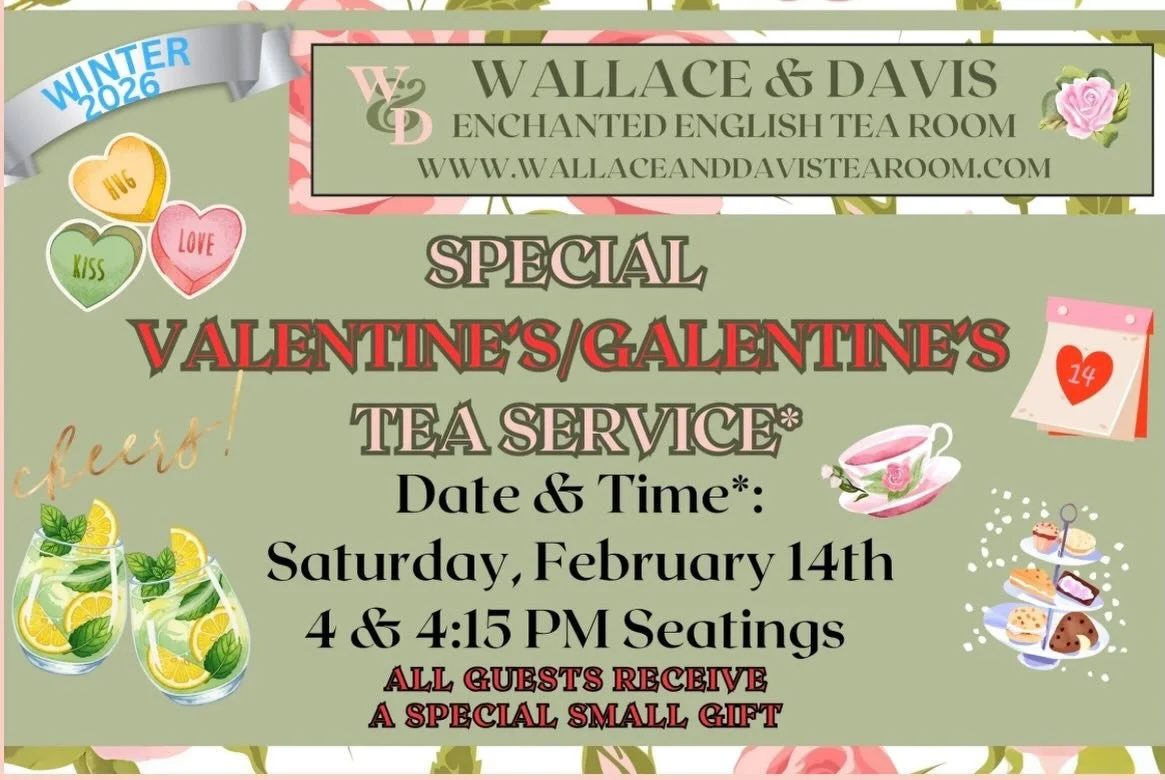 Don&rsquo;t have plans for Valentine&rsquo;s/Galentine&rsquo;s? 

Well now you do! Make your reservation today, only a few spots left! 💕🥳🫖☕️ 

https://www.wallaceanddavistearoom.com/upcoming-public-events/event-two-76w7k-7dely-2rx2b-9y8z4-4lsmb

w