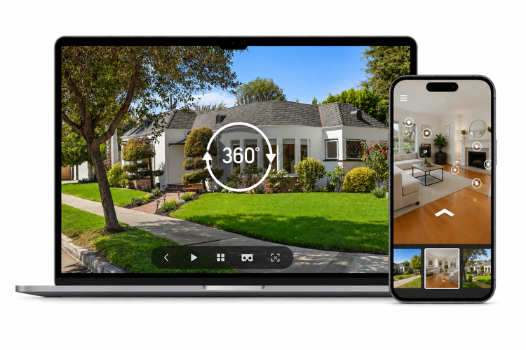 360-degree virtual tour on laptop and phone