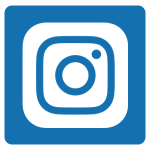Instagram logo with a blue background and white camera icon