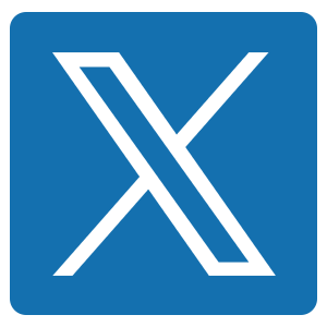 A blue square with a white stylized letter X inside.