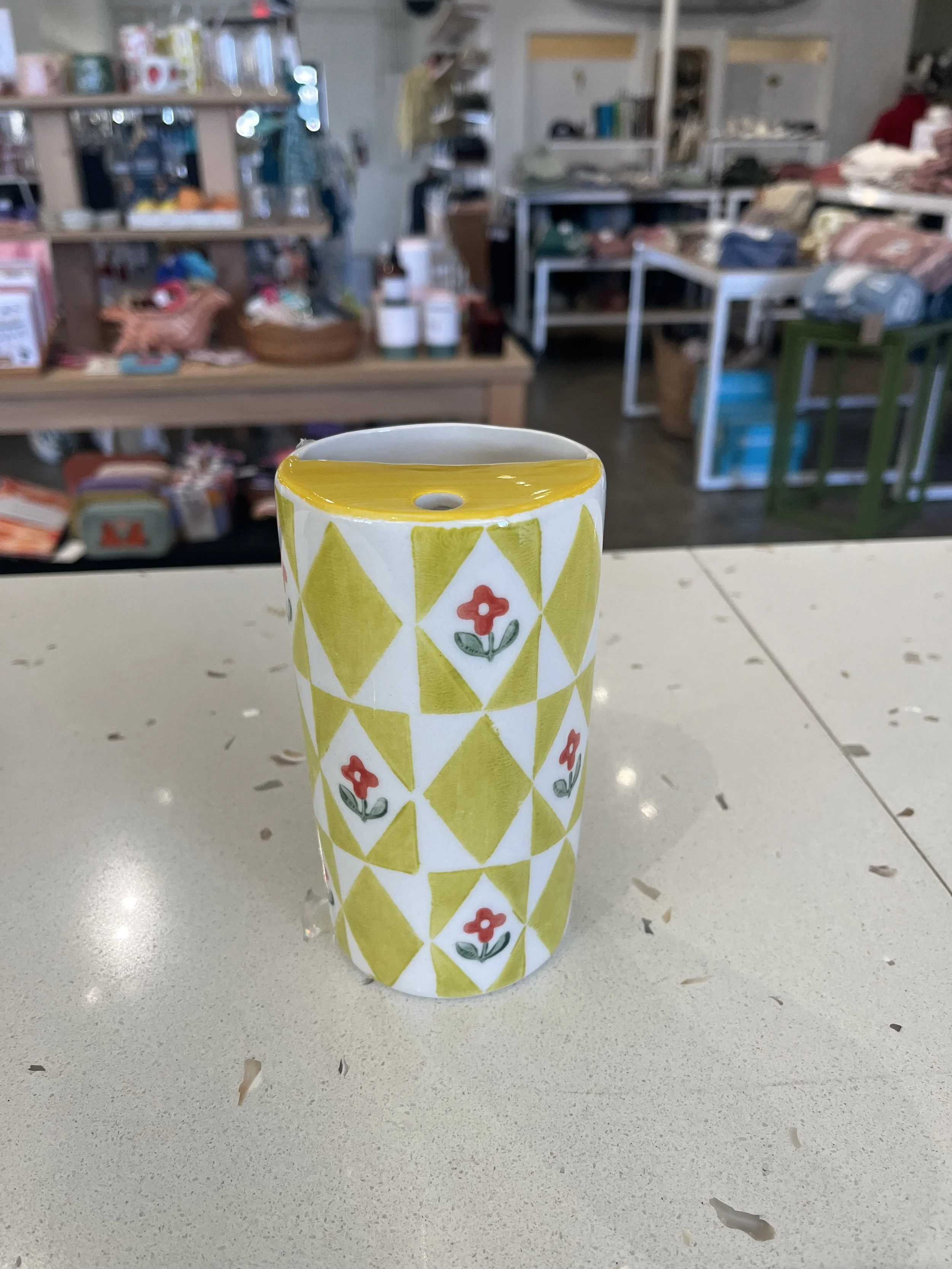 Ceramic Coffee Tumbler - Flower Yellow