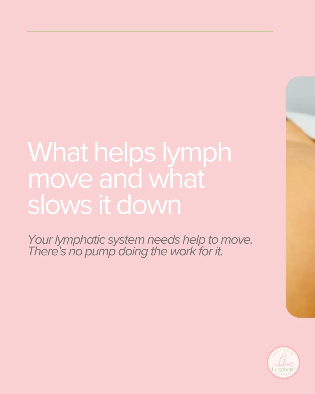 Unlike the heart, the lymphatic system does not have its own pump. It relies on movement, breathing and circulation to do its job. 

When life gets busy, stress is high or movement drops off, lymphatic flow can slow. This is when people often notice 
