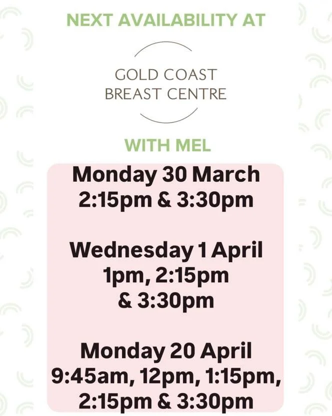 ⭐️Book Mel at Gold Coast Breast Centre
⭐️Level 1, 63 Ferry Rd, Southport Qld 4215
⭐️call 07 56233308 or book through link 
⭐️Monday&rsquo;s &amp; Wednesday&rsquo;s 8:30am-4:30pm

https://healthengine.com.au/webplugin/?id=99910&amp;doctor=133746&amp;s