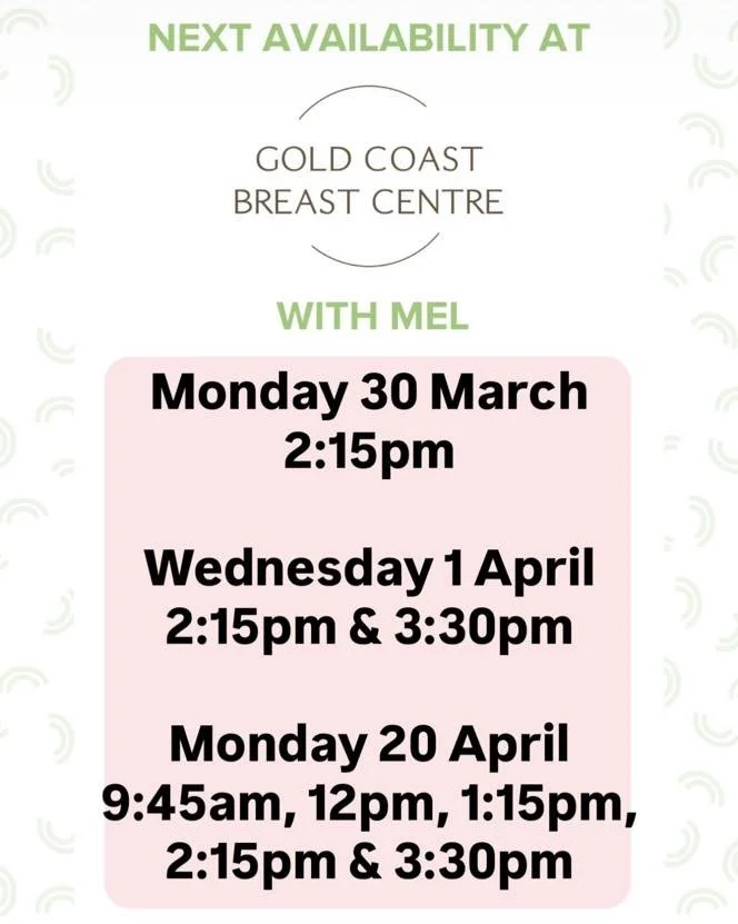 ⭐️Book Mel at Gold Coast Breast Centre
⭐️Level 1, 63 Ferry Rd, Southport Qld 4215
⭐️call 07 56233308 or book through link 
⭐️Monday&rsquo;s &amp; Wednesday&rsquo;s 8:30am-4:30pm

https://healthengine.com.au/webplugin/?id=99910&amp;doctor=133746&amp;s