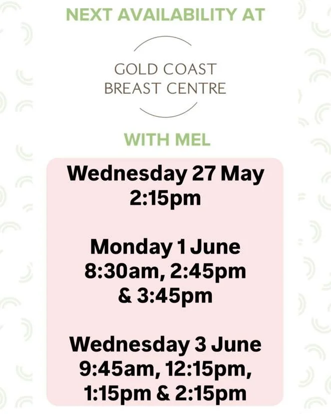 ⭐️Book Mel at Gold Coast Breast Centre
⭐️Level 1, 63 Ferry Rd, Southport Qld 4215
⭐️call 07 56233308 or book through link 
⭐️Monday&rsquo;s &amp; Wednesday&rsquo;s 8:30am-4:30pm

https://healthengine.com.au/webplugin/?id=99910&amp;doctor=133746&amp;s