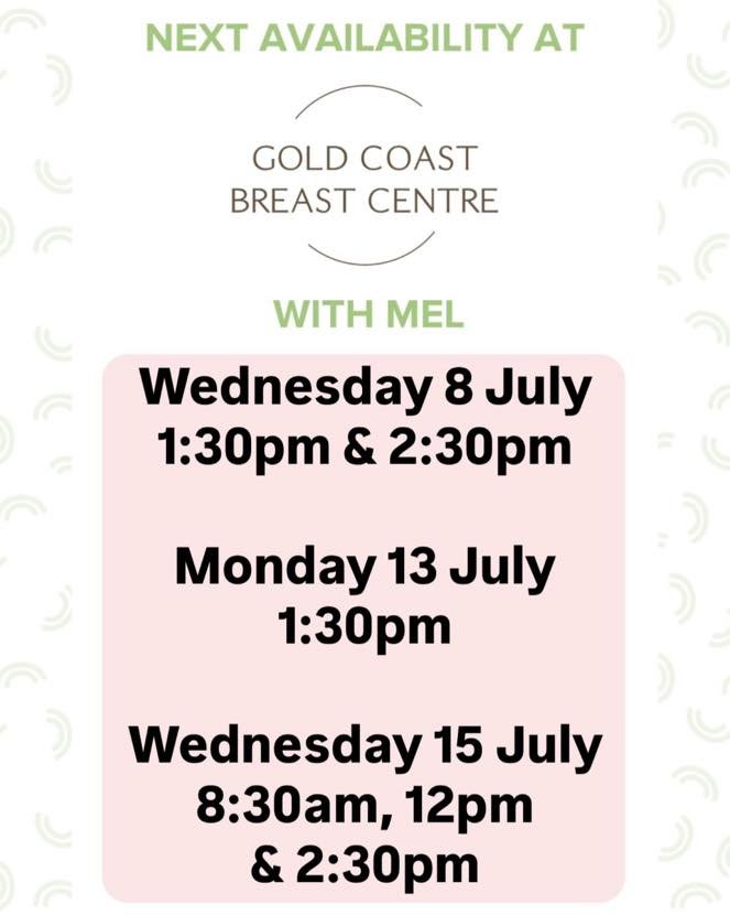 ⭐️Book Mel at Gold Coast Breast Centre
⭐️Level 1, 63 Ferry Rd, Southport Qld 4215
⭐️call 07 56233308 or book through link 
⭐️Monday&rsquo;s &amp; Wednesday&rsquo;s 8:30am-4:30pm

https://healthengine.com.au/webplugin/?id=99910&amp;doctor=133746&amp;s