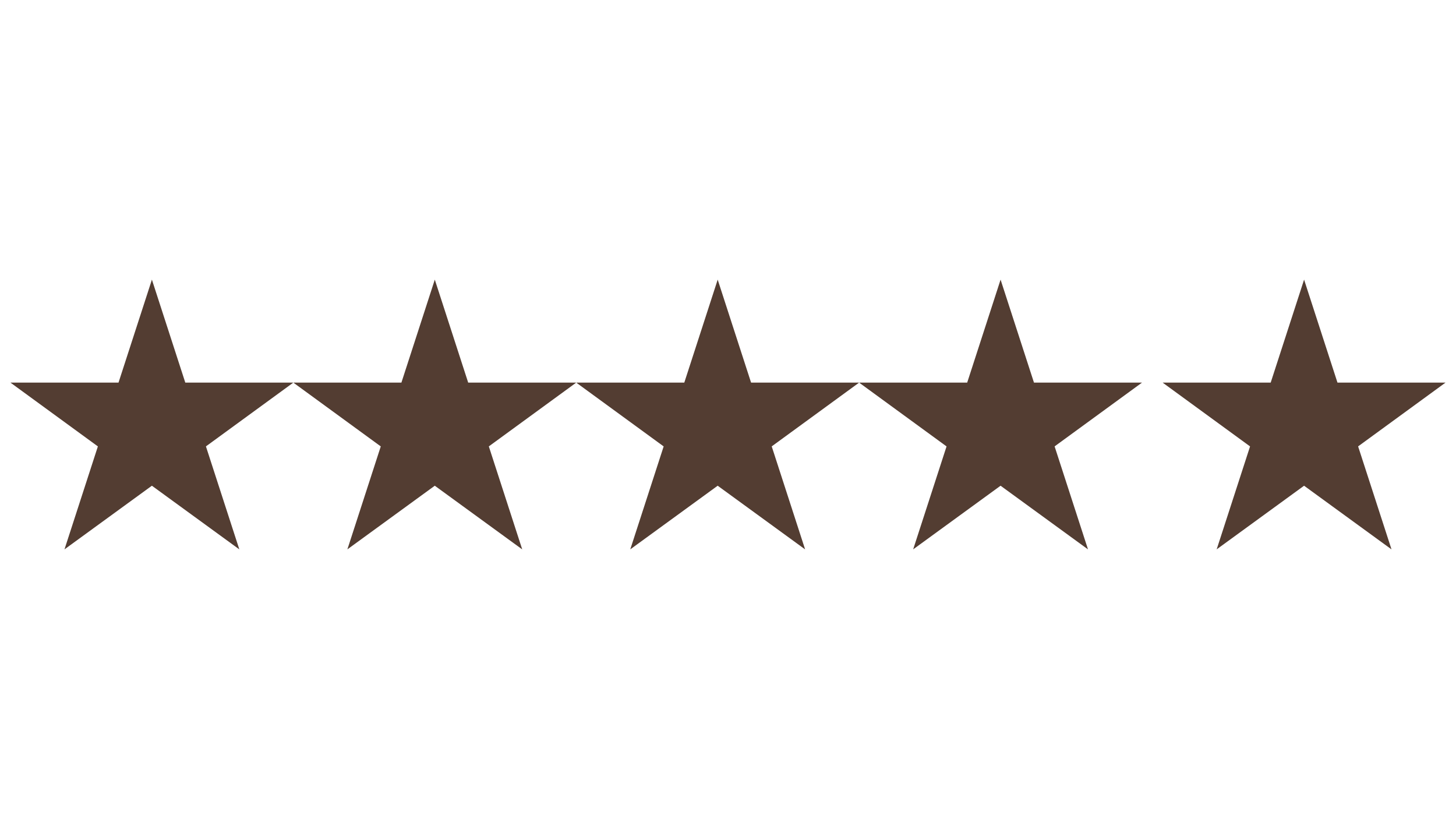 Five out of five stars rating graphic in brown with the word 'Excellent' above it.