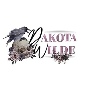 Design with a bird skull, roses, and text reading 'Dakota Wilde' in stylish fonts.