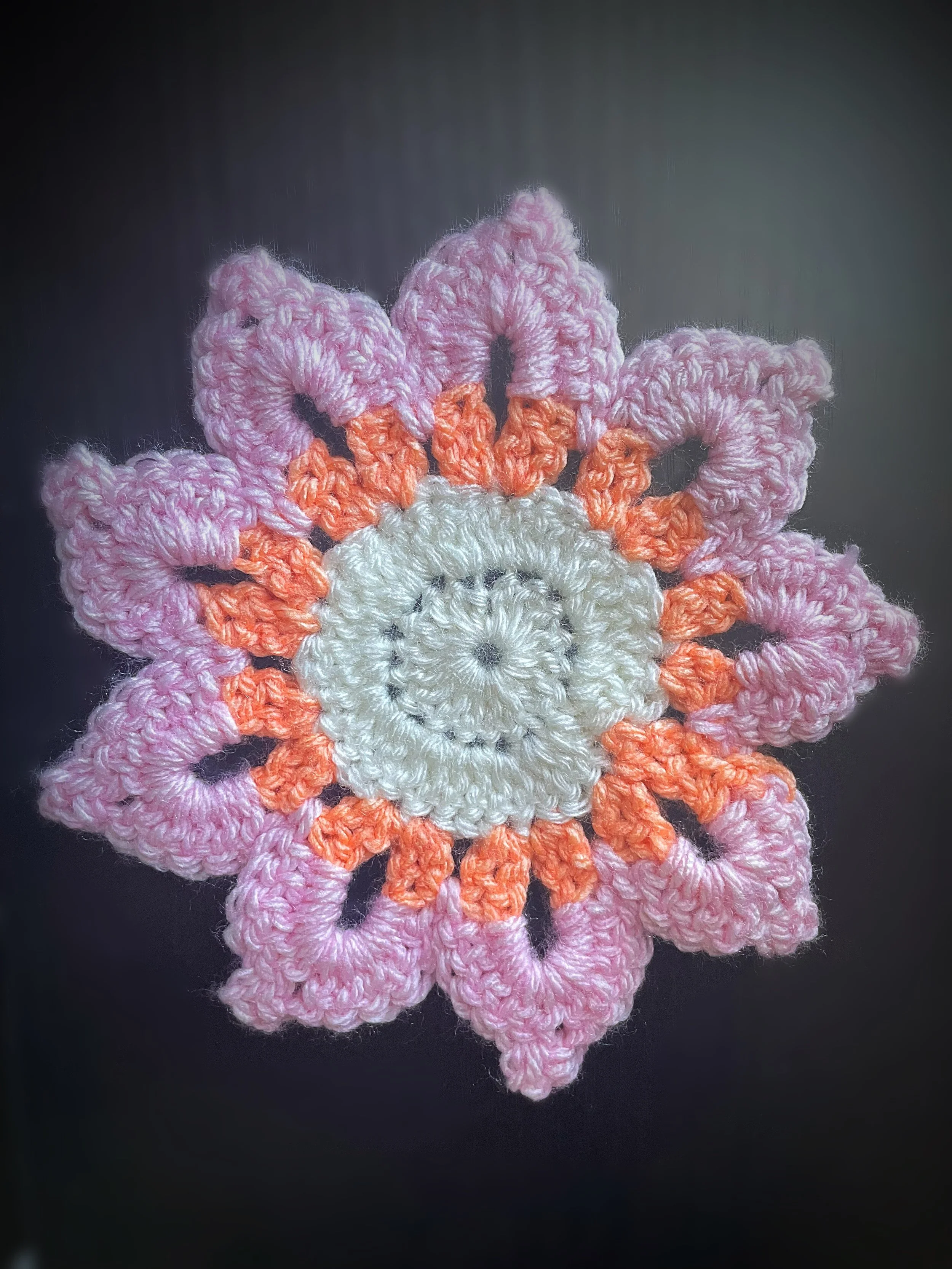 Pink & White Flower Crochet Coaster