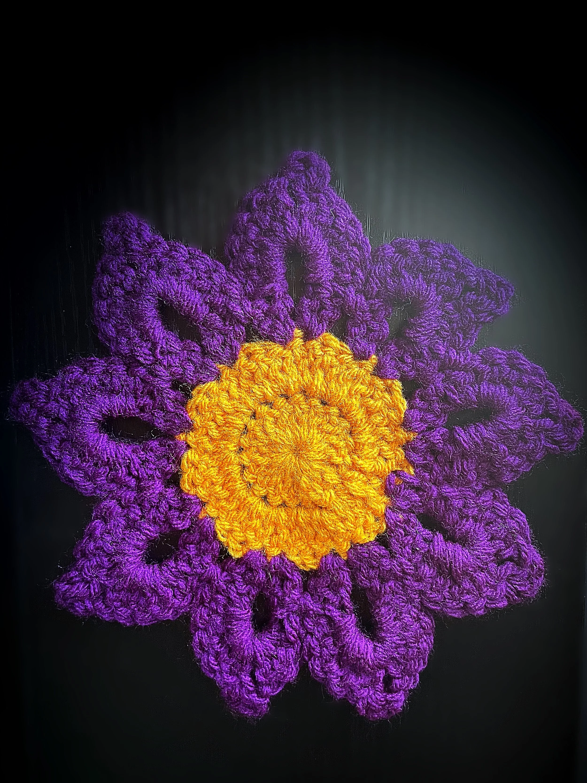 Purple & Yellow Flower Crochet Coaster