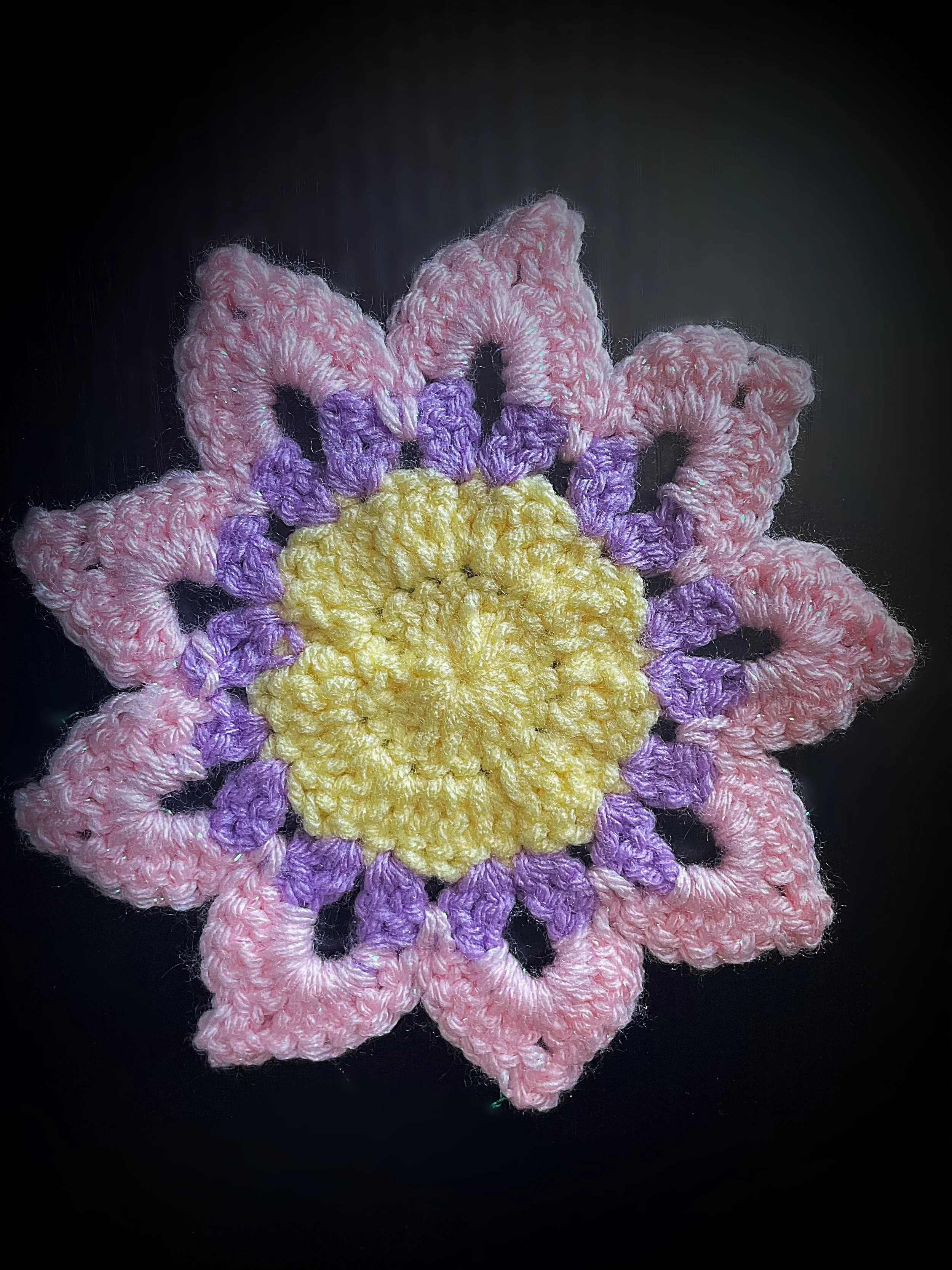 Pink & Purple Flower Crochet Coaster