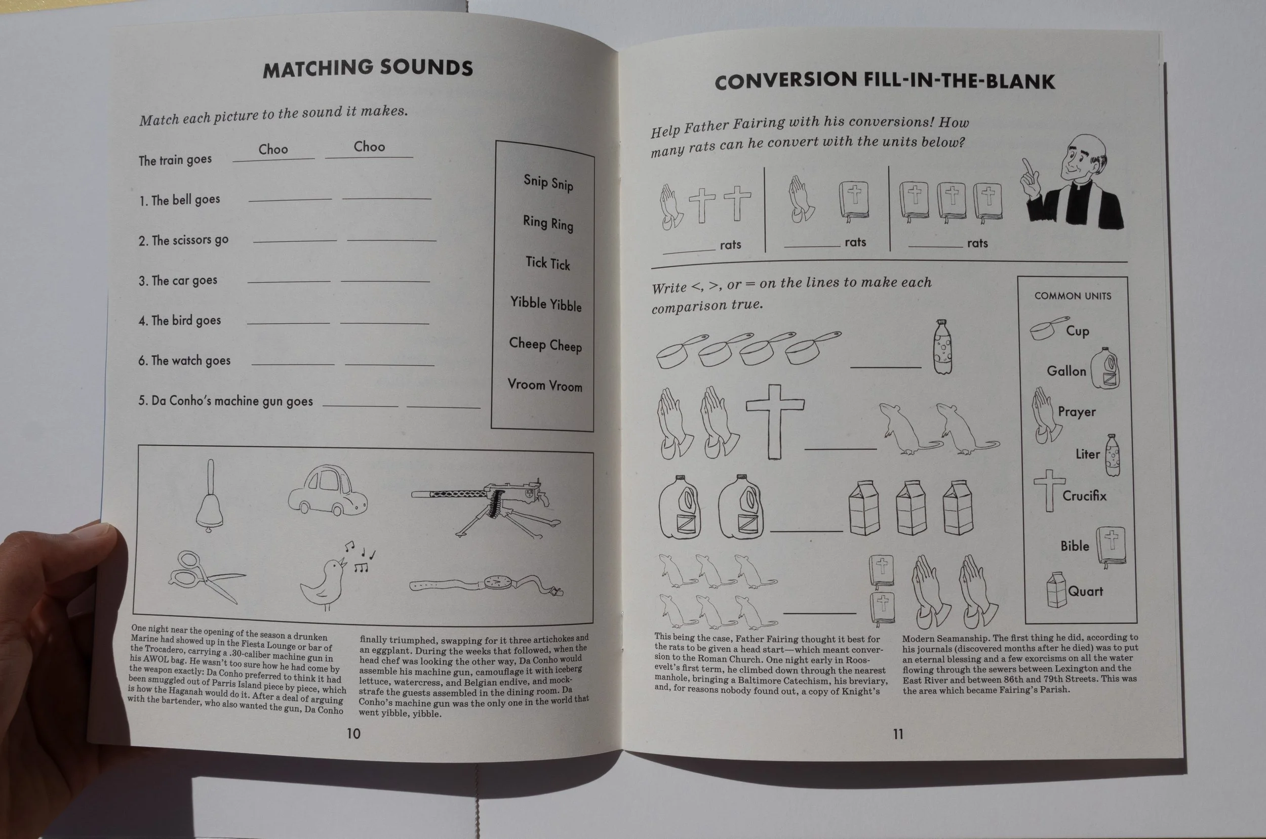 Matching sounds activity and Father Fairing's lesson in conversions. 
