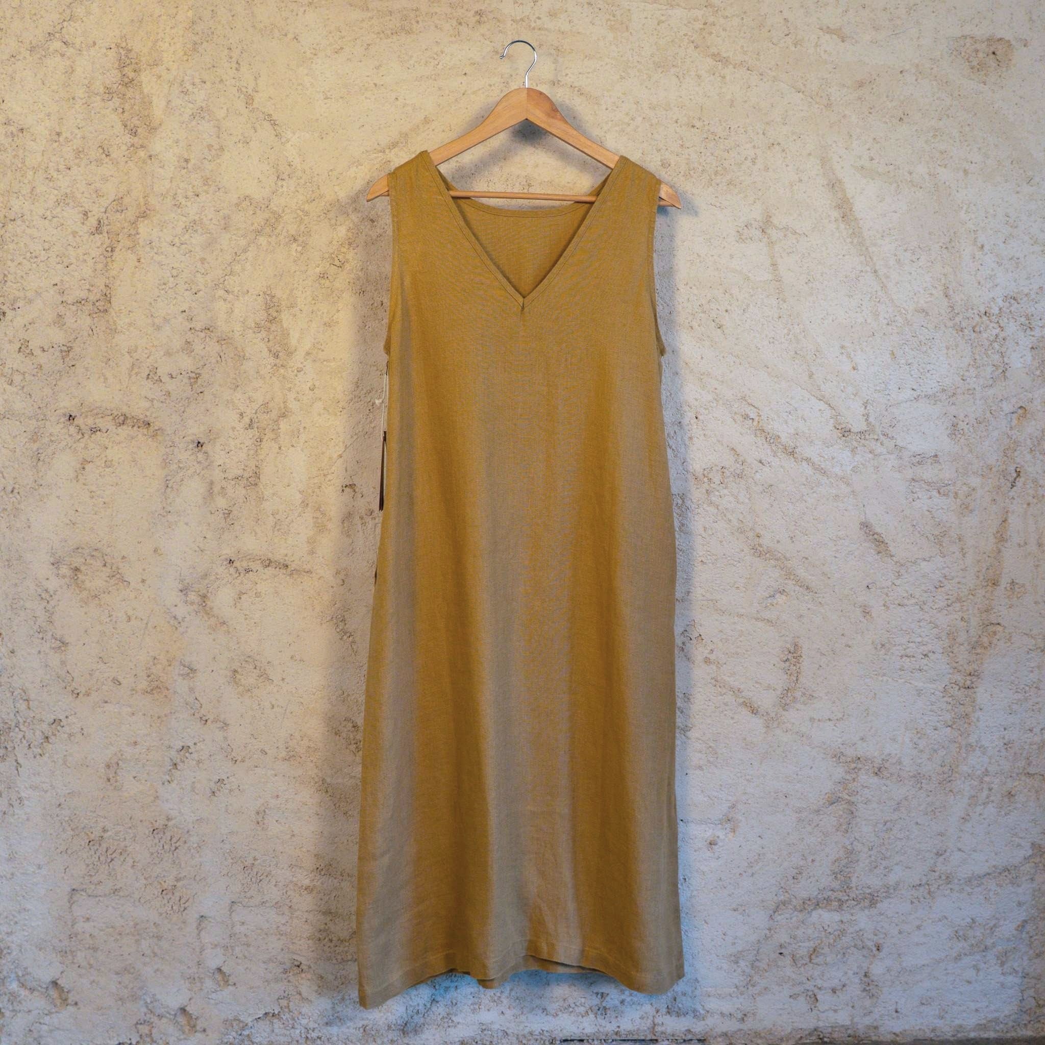 100% Hemp Long Dress - Ochre